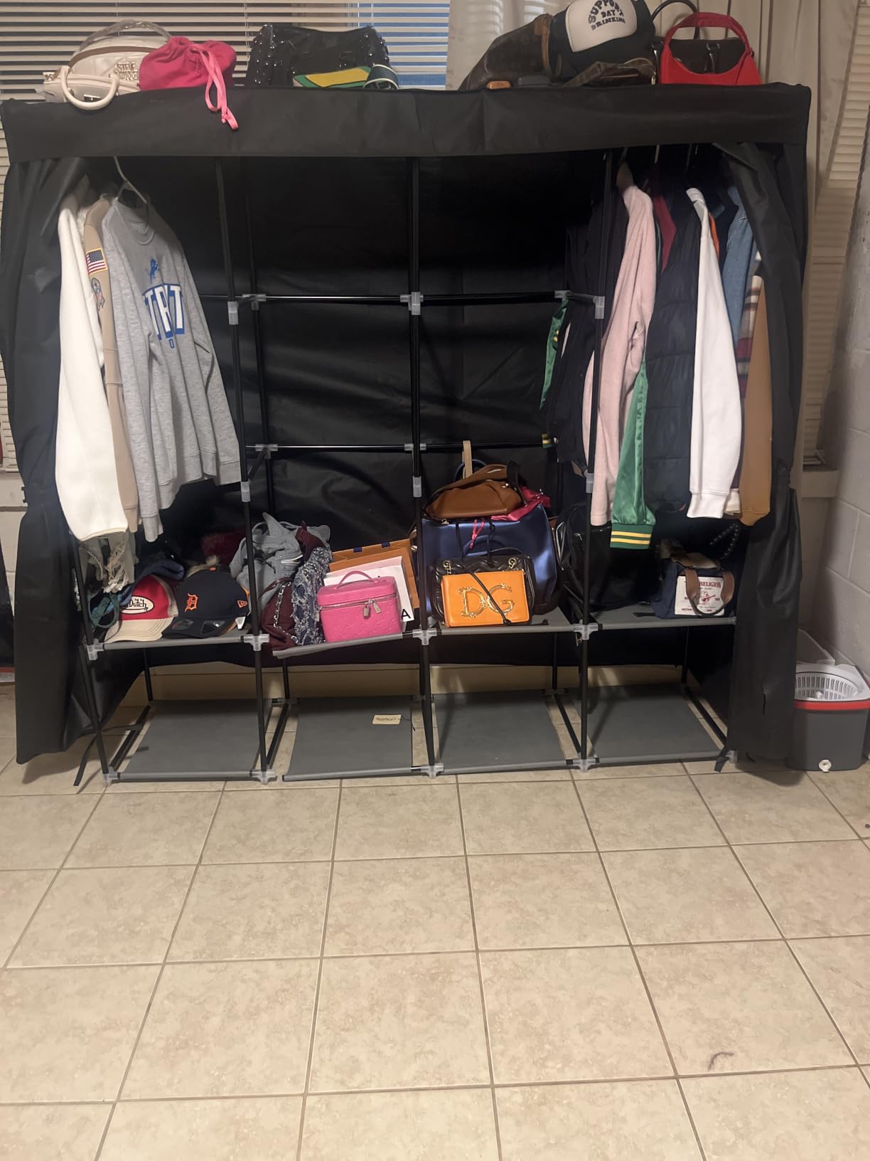 VTRIN Portable Closet for Hanging Clothes 67 Inch Wide Large Capacity Portable Wardrobe Closet with Cover, 4 Storage Shelves and 4 Hanging Rod Sturdy Free Standing Closet for Bedroom, Black customer photo 2