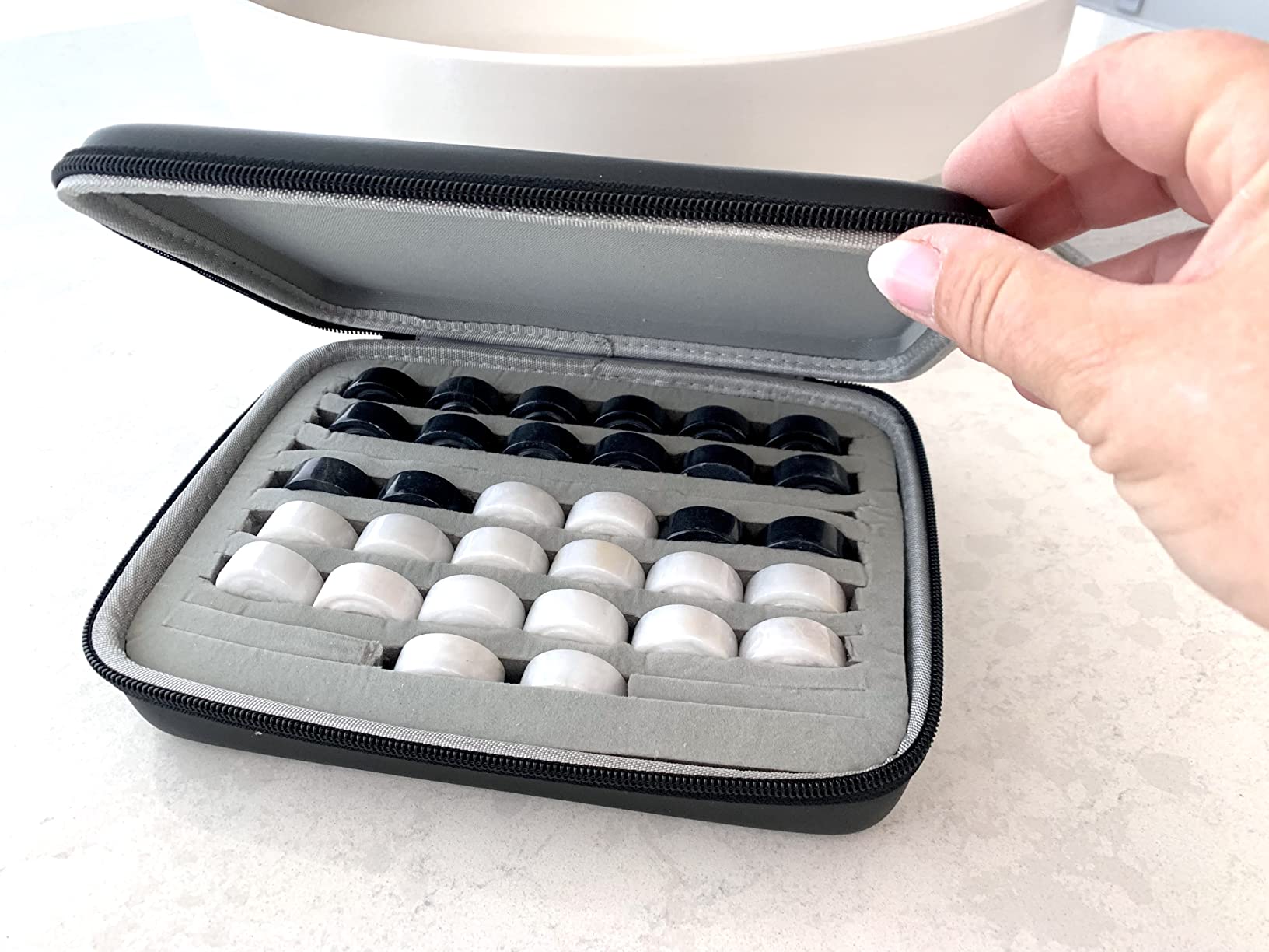 GWCASE Ring Organizer Box, 42-Slot Hard Shell Case, Holds 50+ Pieces,All Black customer photo 1