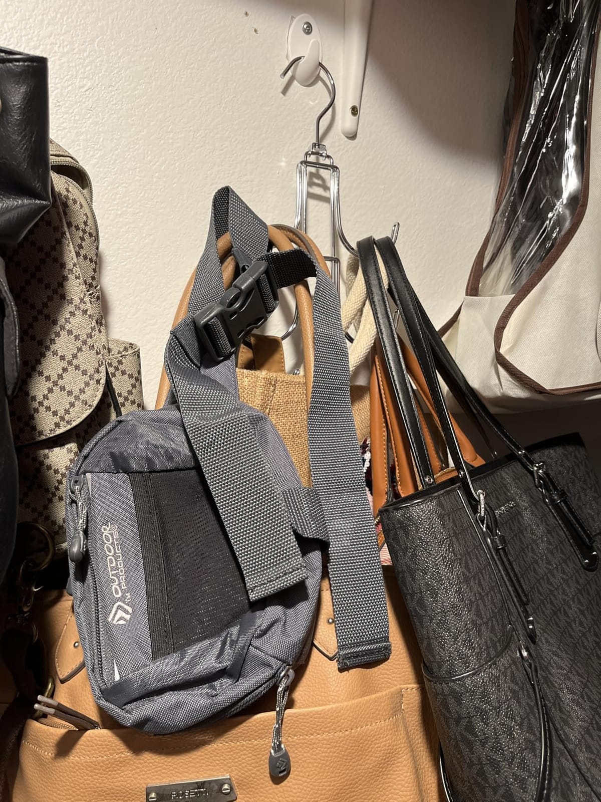 Purse Organizer for Closet: Upgraded Purse Hanger with 10 Big Hooks | 360 Degree Rotation Collapsible Space Saving Hangers customer photo 2
