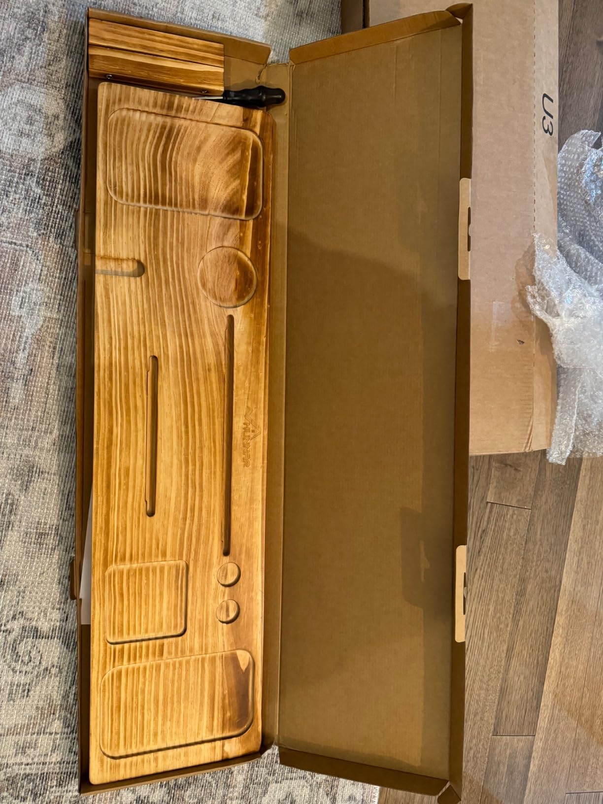 Bathtub Tray for Freestanding Bath, Solid Pine Wood Bath Tray for Tub, Bath Caddy for Home Spa, Adjustable Bathtub Trays for Tub, with Bathtub Accessories Holders, Patent Design, 35x9 customer photo 2