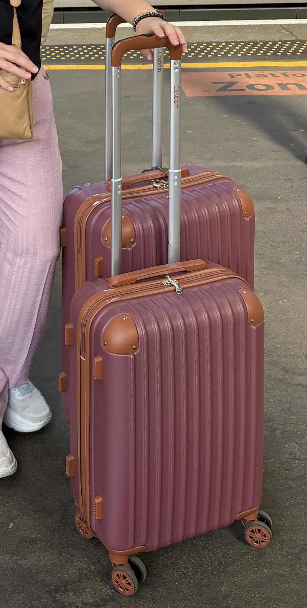 Cosbarn Luggage Sets 5 Piece Suitcases with Wheels, Suitcase Set ABS Hard Case Luggage with TSA Lock Spinner Wheels Durable Travel Luggage customer photo 2