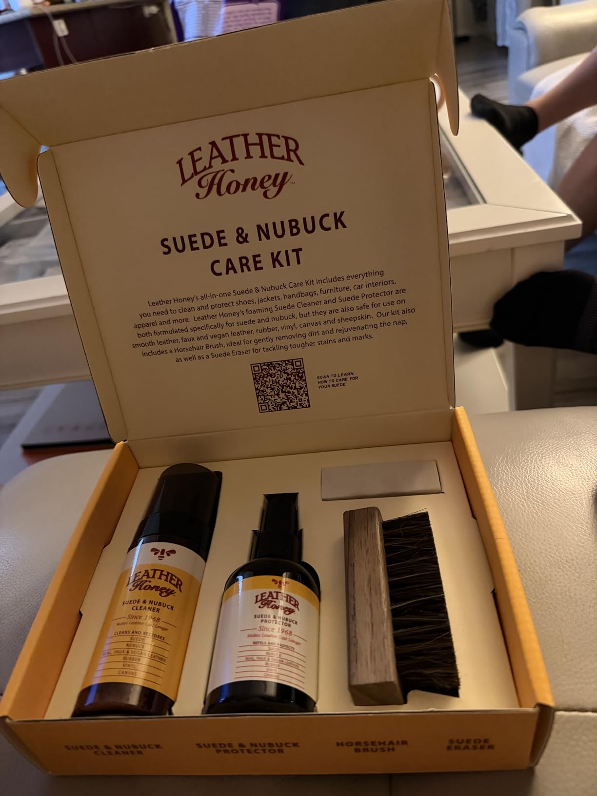 Leather Honey Suede & Nubuck Care Kit - Cleaner, Protector, Brush, Eraser | Non-Toxic, Made in the USA & Trusted Since 1968. Clean & Protect Any Color Shoes, Boots, Uggs, Furniture, Jackets & Bags. customer photo 1