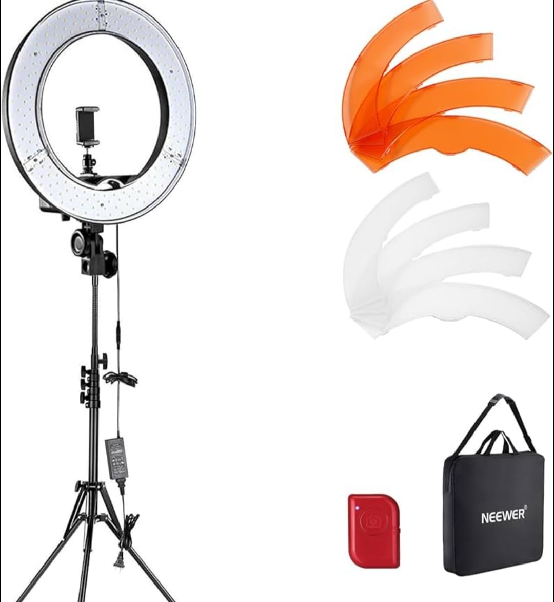 NEEWER RL-18 18 Inch Ring Light with Tripod Stand, 55W Large LED Ringlight | Cold Shoe, Phone Holder, Compatible with iPhone Camera, for Video Recording Photography Streaming Selfie Makeup Studio Photo customer photo 1