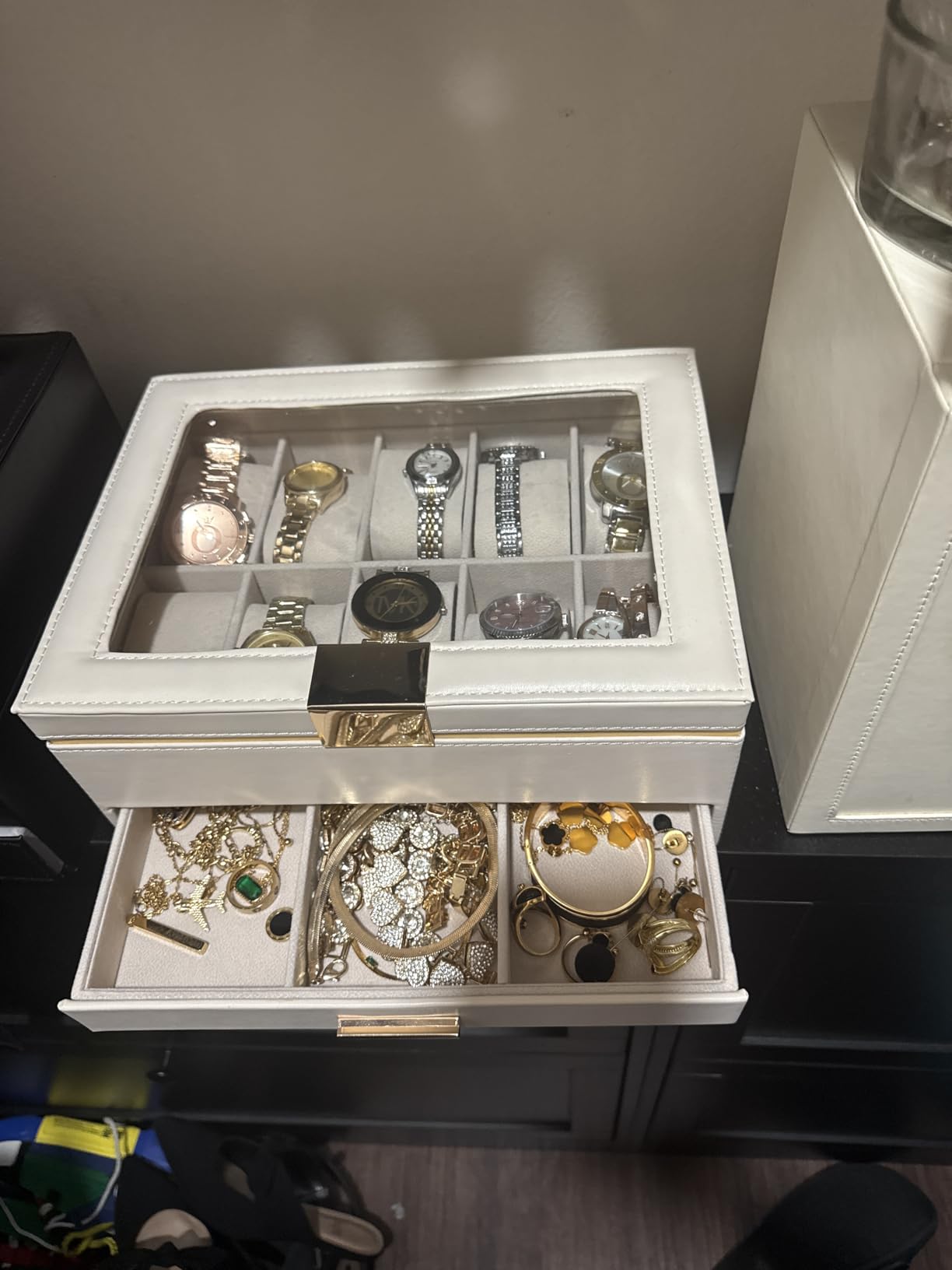 ProCase Watch Case for Women, 10 Slot Watch Display Case with Drawer, Beige customer photo 1