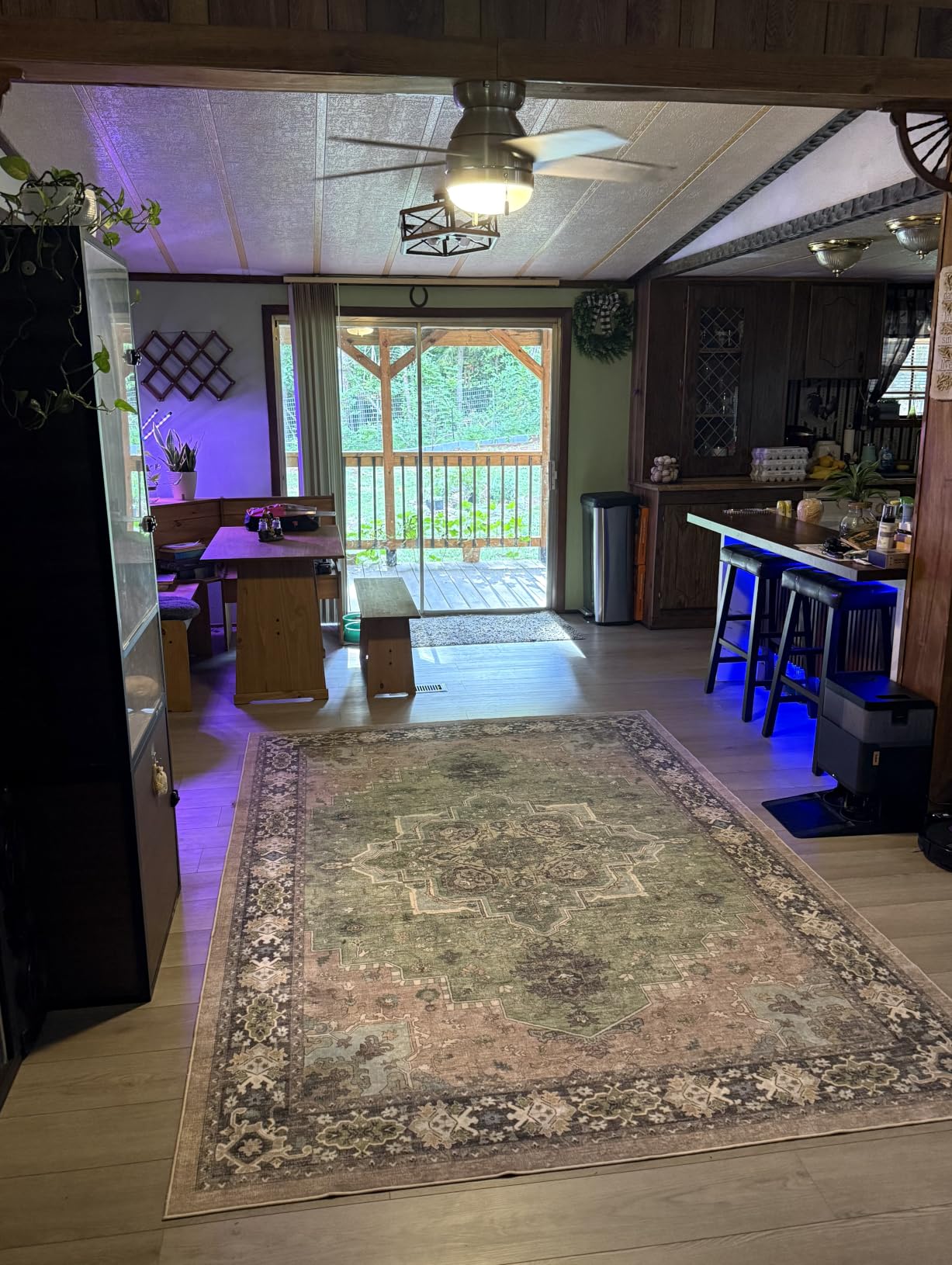AMADA HOMEFURNISHING 8x10 Washable Area Rug, Low-Profile with Non-Slip Backing & Durable Edge Binding, Vintage Large Rugs for Living Room, Bedroom, Dining Room, Blue customer photo 2