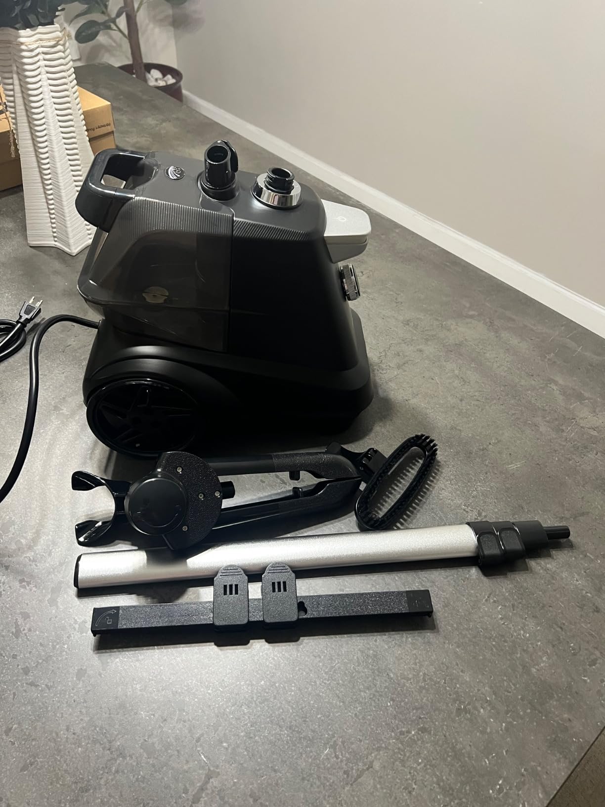 True & Tidy Heavy-Duty Commercial Industrial Standing Garment Steamer for Clothes, 1800 watts, XL 3L water tank 90+ mins of Steam, 3 Steam Settings, Step On/Off Control, Wheels for Easy Movement customer photo 2