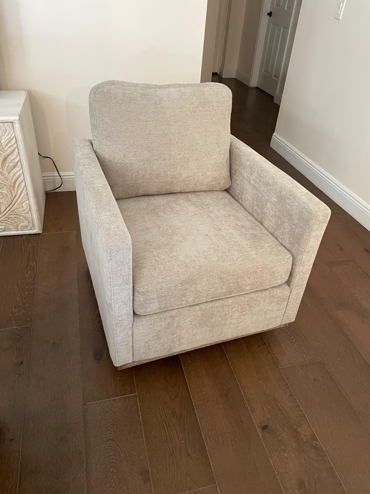 Swivel Accent Chair Set of 2, 360 Degree Square Swivel Barrel Chair for Living Room, Mid Century Modern Upholstered Accent Chair, Comfy Sofa Armchairs for Bedroom, Nursery, Chenille, Taupe customer photo 2