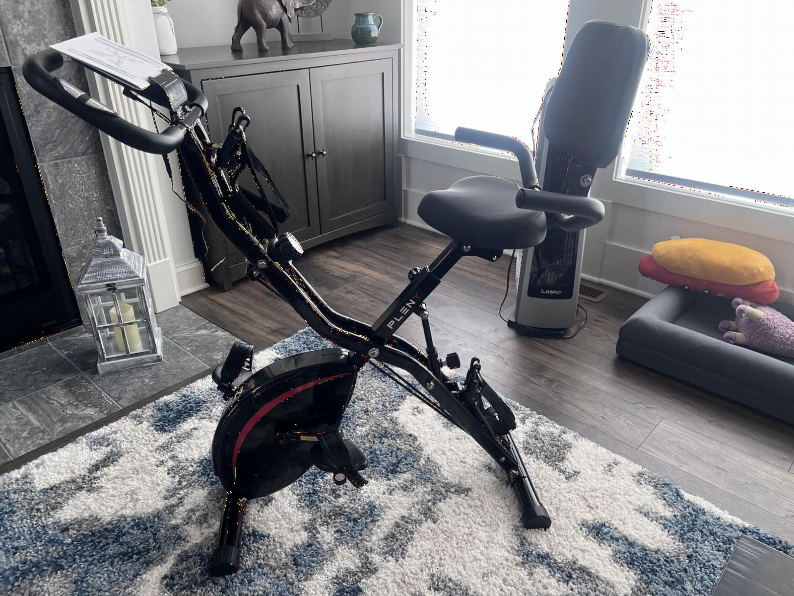 Pleny Folding Exercise Bike, 5 IN 1 Stationary Bikes for Home 6.6 LBS Flywheel, 330LB Weight Capacity Back Support Cushion Indoor Workout Cycling Bike for Home Gym customer photo 1