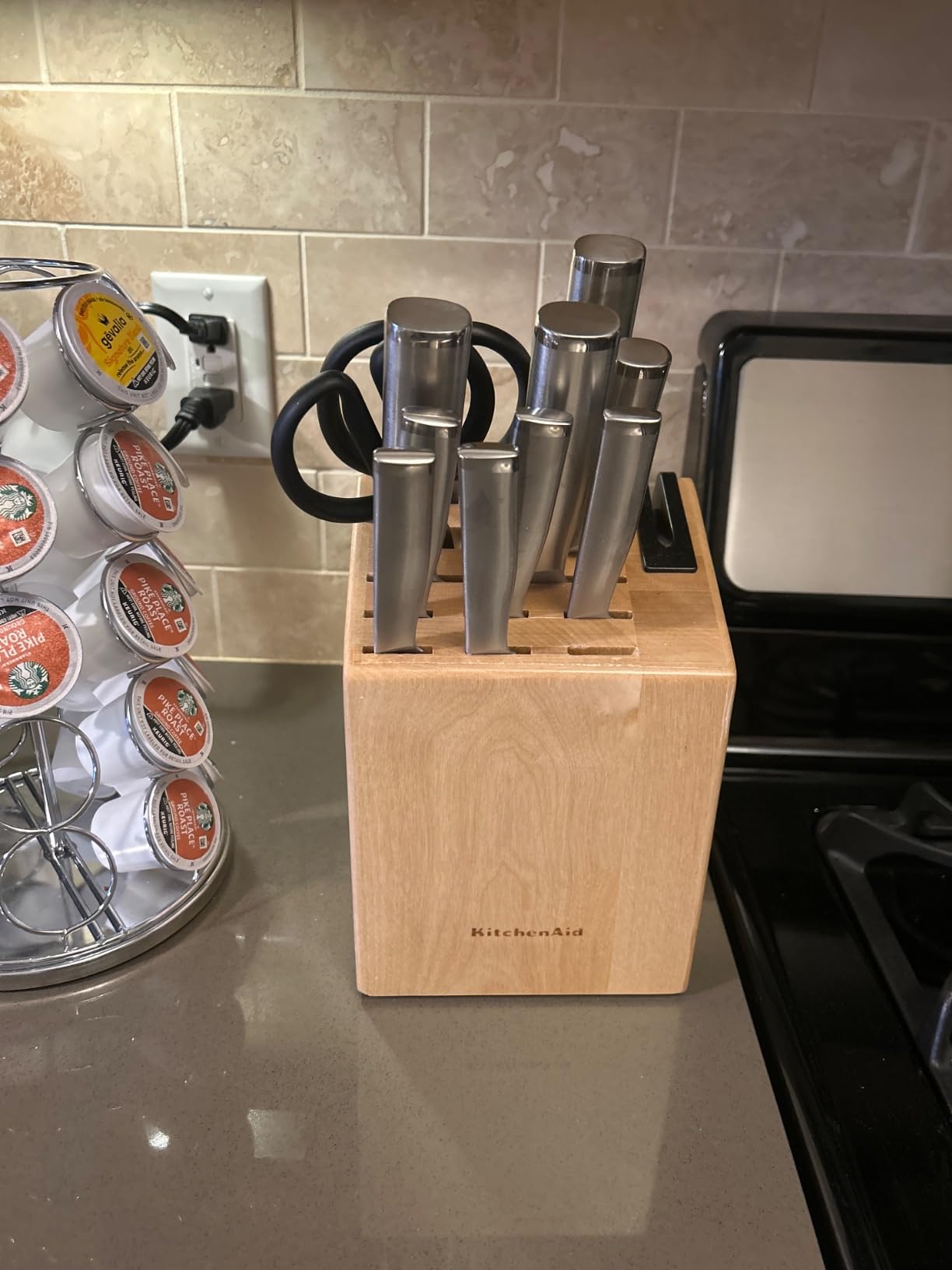 KitchenAid Gourmet Knife Block Set with Built-in Sharpener, 15-Piece, Stainless Steel customer photo 2