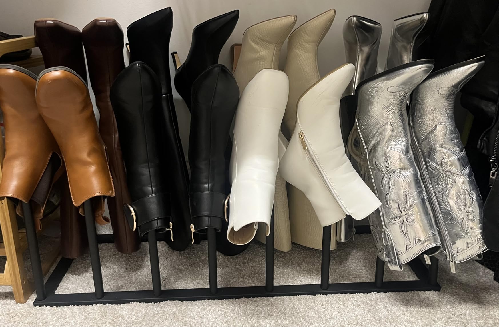 Freestanding Boot Rack, Shoe Storage Organizer Fit for 8 Pairs, Black | Metal Boot Rack Organizer Tall Boots for Dorm Room, Closet, Entryway, Bedroom, Patio Outdoor, Hallway customer photo 1