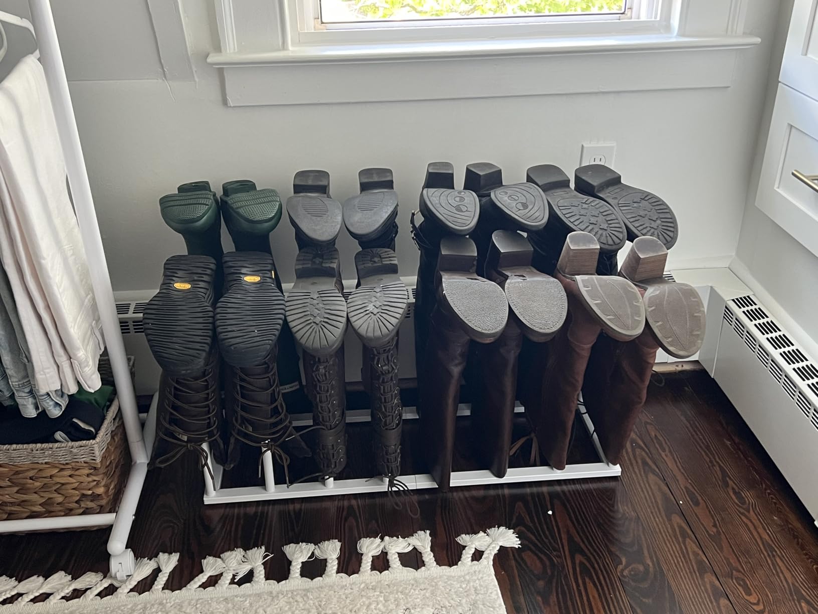 Freestanding Boot Rack, Shoe Storage Organizer Fit for 8 Pairs, Black | Metal Boot Rack Organizer Tall Boots for Dorm Room, Closet, Entryway, Bedroom, Patio Outdoor, Hallway customer photo 2