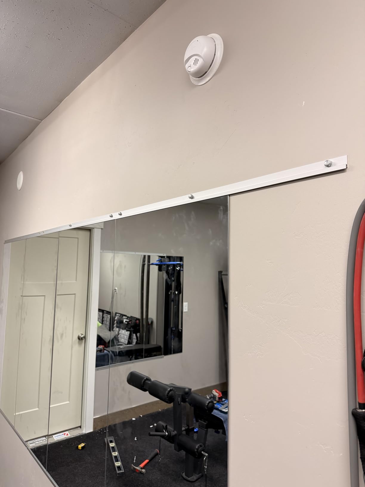 TRAHOME Home Gym Mirror for Wall,48x24x3PCS Full Length,Glass Frameless Body Large Mirror for Home Gym,Workout,Bedroom,Garage(Silver) customer photo 2