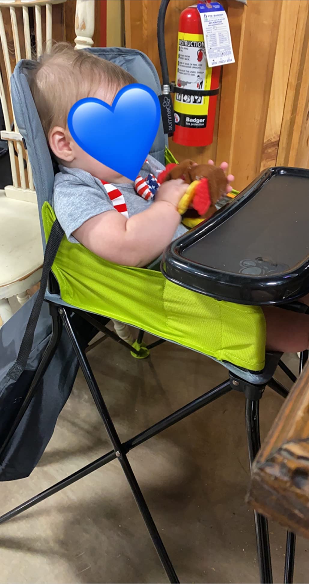 Bright Starts Pop 'N Dine Portable High Chair, Indoor/Outdoor, BPA Free Tray, Easy to Fold, Unisex, Grey, 6 Months + customer photo 1