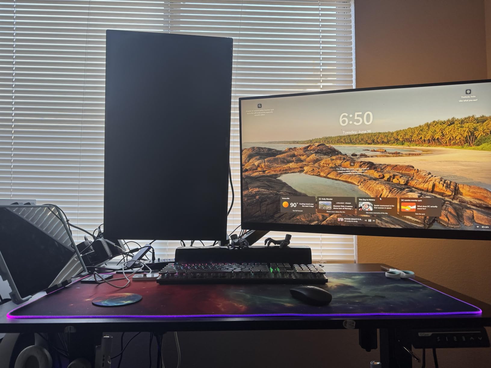 WALI Adjustable Dual Monitor Arm for 13-32 inch Screens, 22 lbs per Arm | Dual Monitor Stand for Desk, Full Motion with Tilt, Swivel, Rotation, C-Clamp & Grommet Base, VESA 75/100mm (GSMP002N), Black customer photo 1