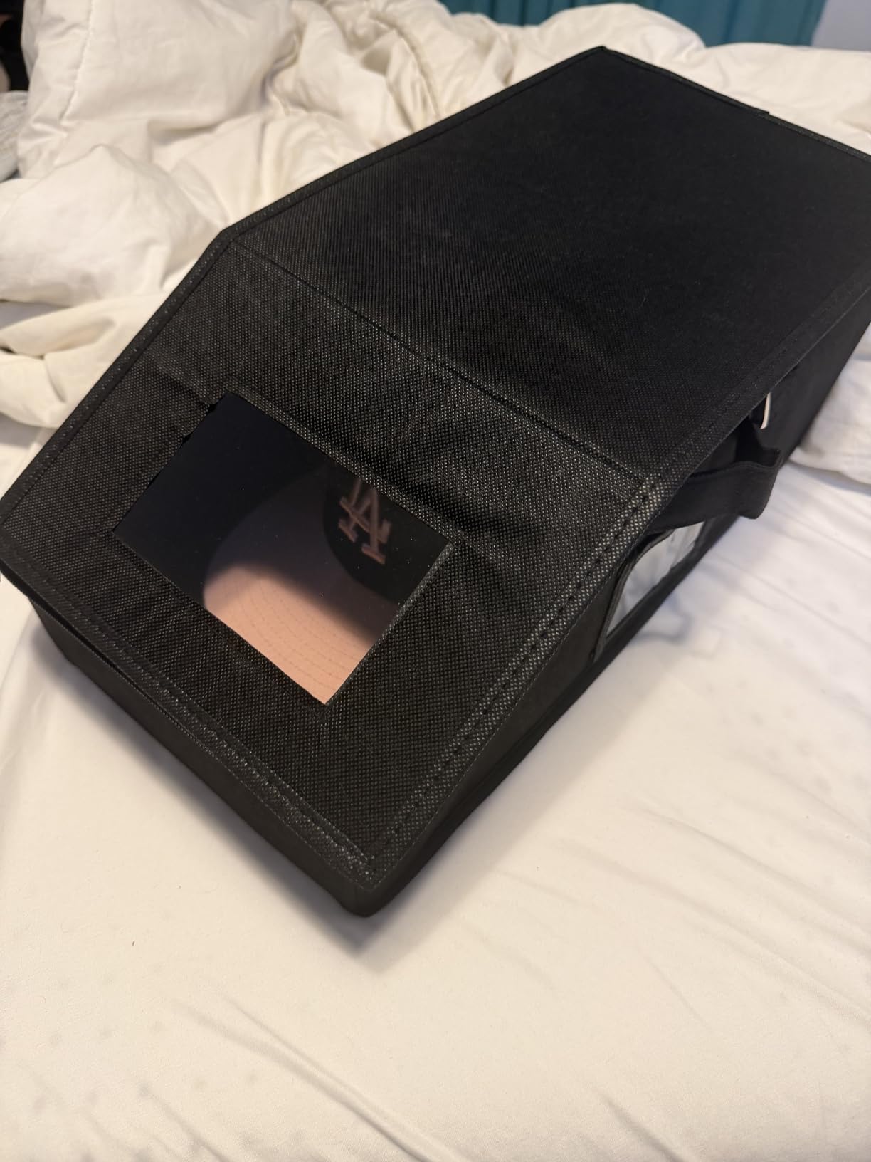 Hat Organizer for Baseball Caps, Stackable Hat Storage Box with Clear Window, Flip-Top Lid, Space-Saving Hat Container for Closet customer photo 1