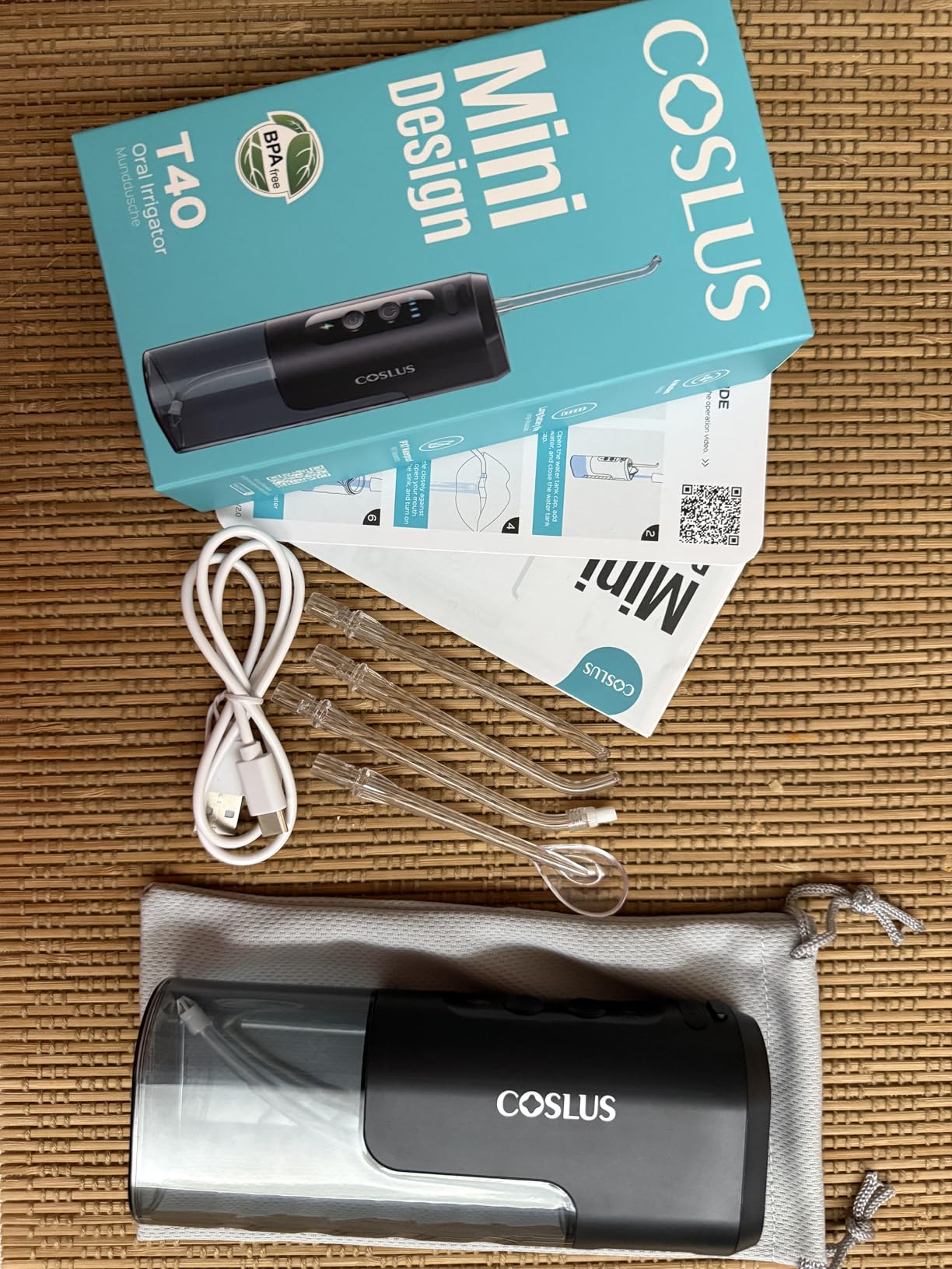 COSLUS T40 Mini Water Flosser for Travel, Portable Compact Design | Cordless Oral Irrigator, Built-in Tip Storage, 4 Modes for Braces, Orthodontic, Sensitive Teeth, On-the-Go Use, Black customer photo 2