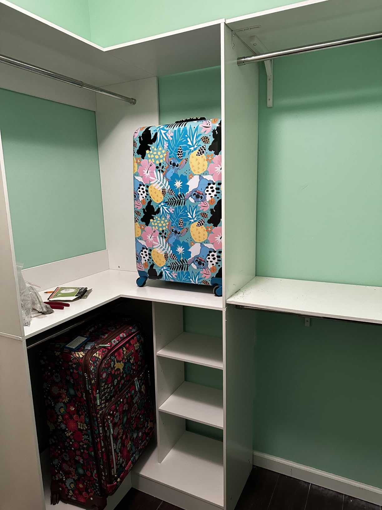 Unikito Corner Closet System, 36 Inch Large Freestanding Closet Organizer System with 2 Hanging Rods and Storage Shelves, Sturdy Walk in Closet Tower, 36