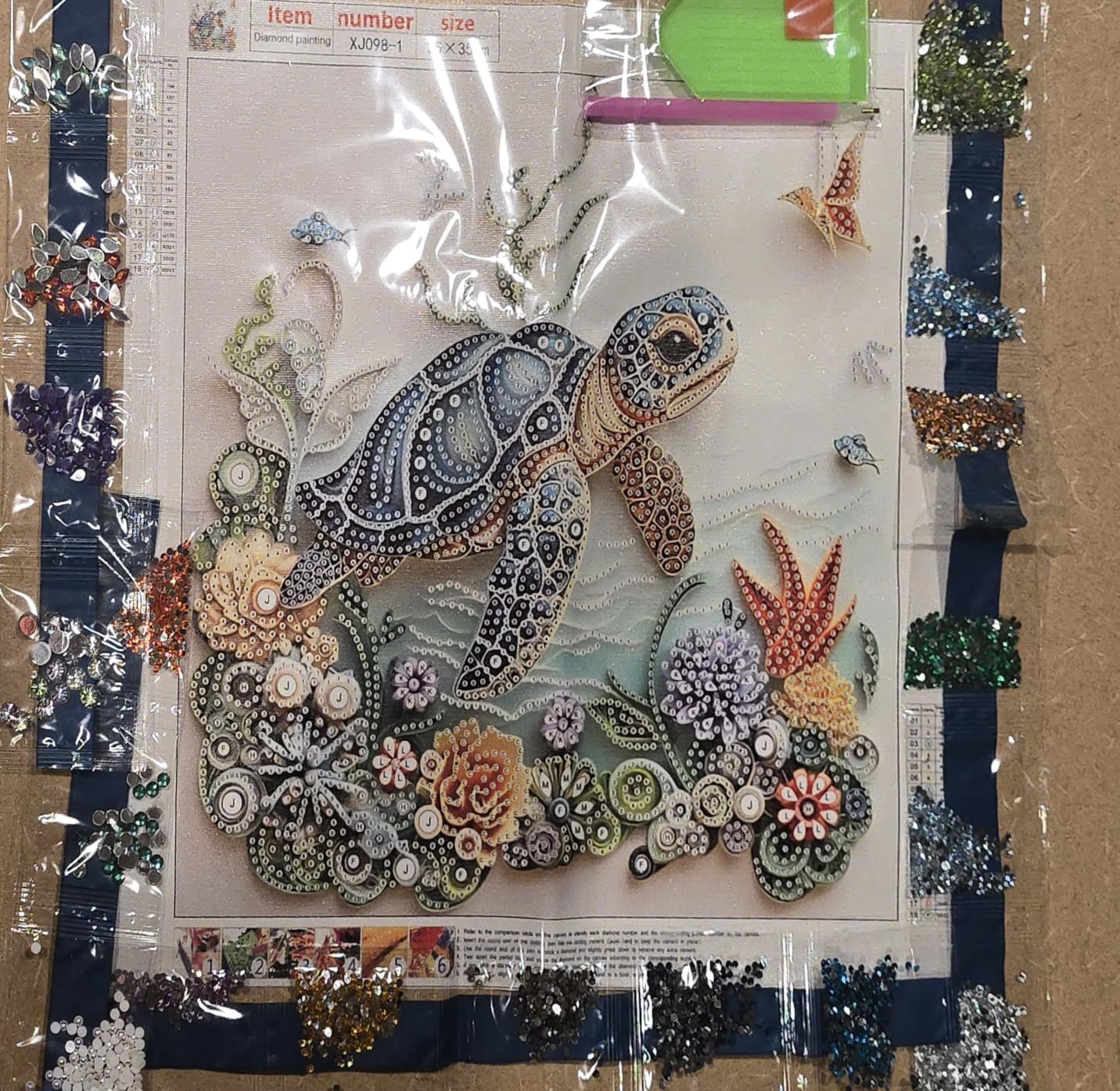 ZQEATRY Sea Turtle Animal Special Shape Diamond Art Kits for Adults, 5D Diamond Painting Kits for Beginner, DIY Diamond Crystal Rhinestones Painting Kits for Home Wall Decor Gift 11.8 X 11.8 inch customer photo 1