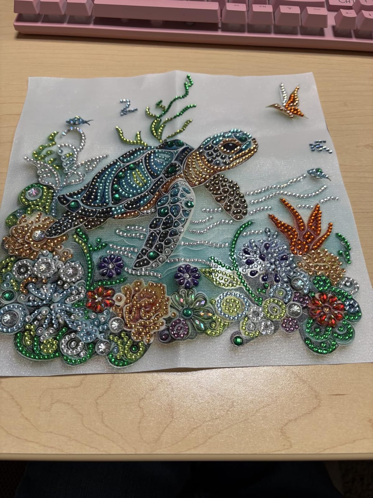 ZQEATRY Sea Turtle Animal Special Shape Diamond Art Kits for Adults, 5D Diamond Painting Kits for Beginner, DIY Diamond Crystal Rhinestones Painting Kits for Home Wall Decor Gift 11.8 X 11.8 inch customer photo 2