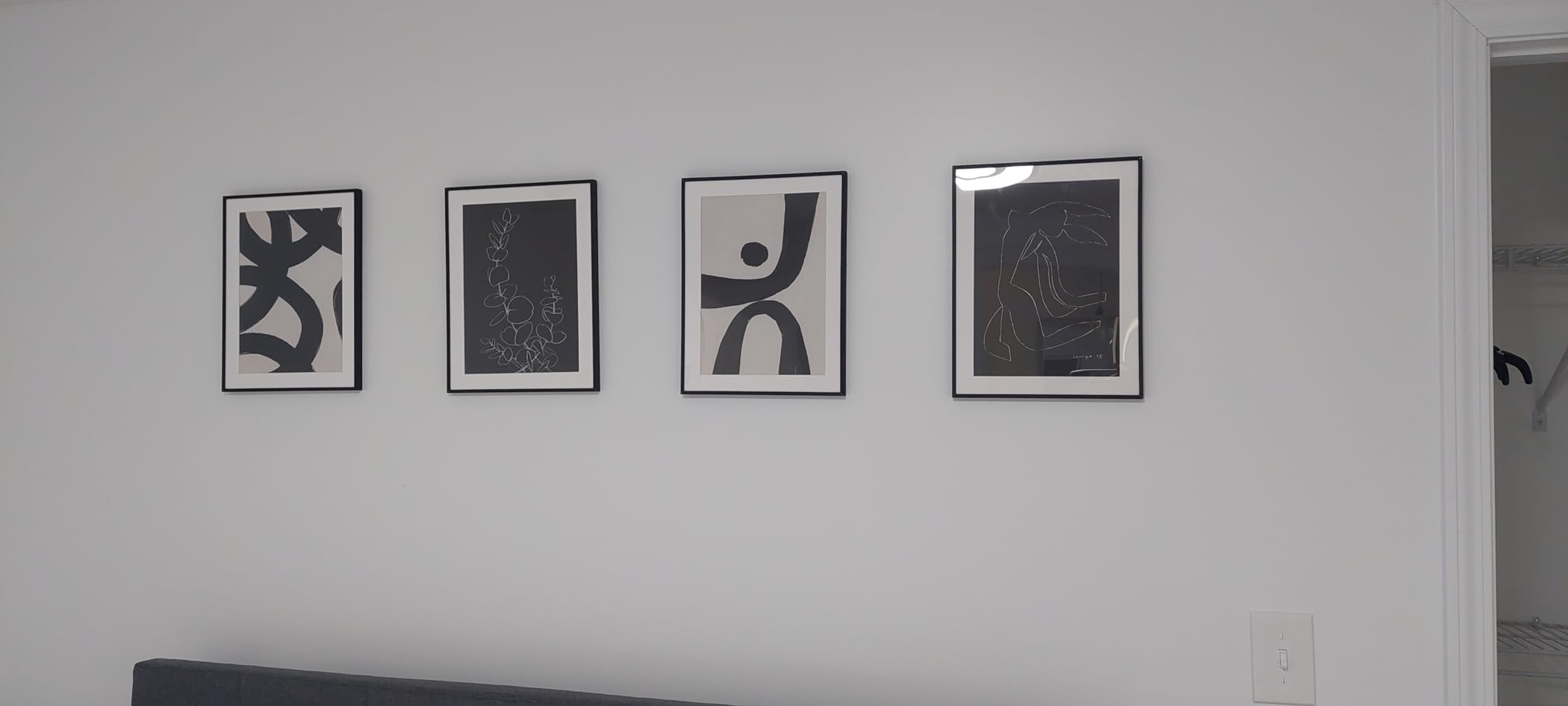 Framed Boho Black and White Brown Modern Abstract Wall Art for Living Room | Set of 6 Canvas Prints, Modern Artwork, Sun Geometric Pictures, Boho Paintings, Bedroom Office Bathroom Wall Decor 11x14 In customer photo 2