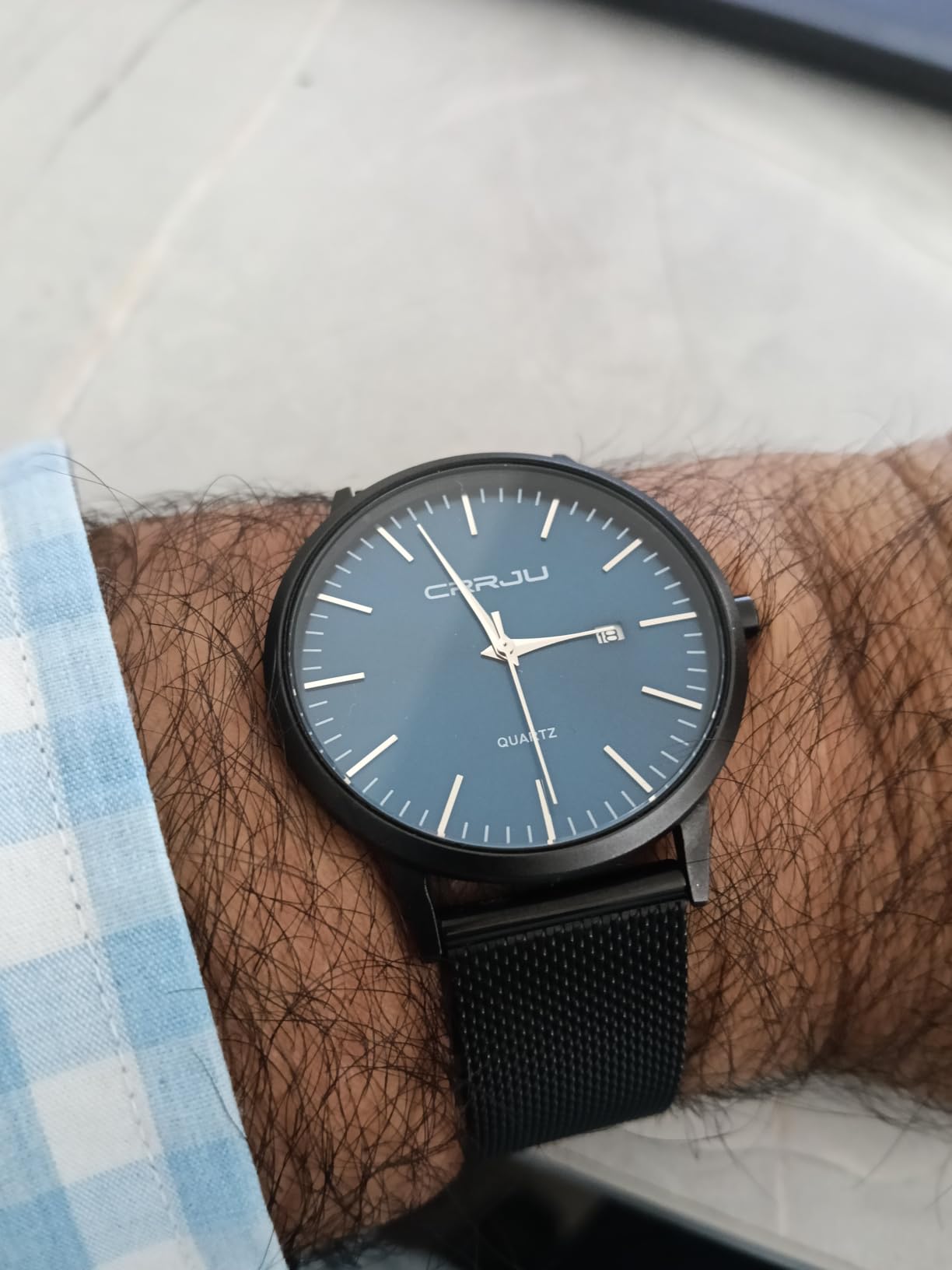 Men's Minimalist Casual Luxury Auto Date Watches Fashion Business Japan Movement Quartz Waterproof Wristwatches for Men Stainless Steel Band customer photo 2