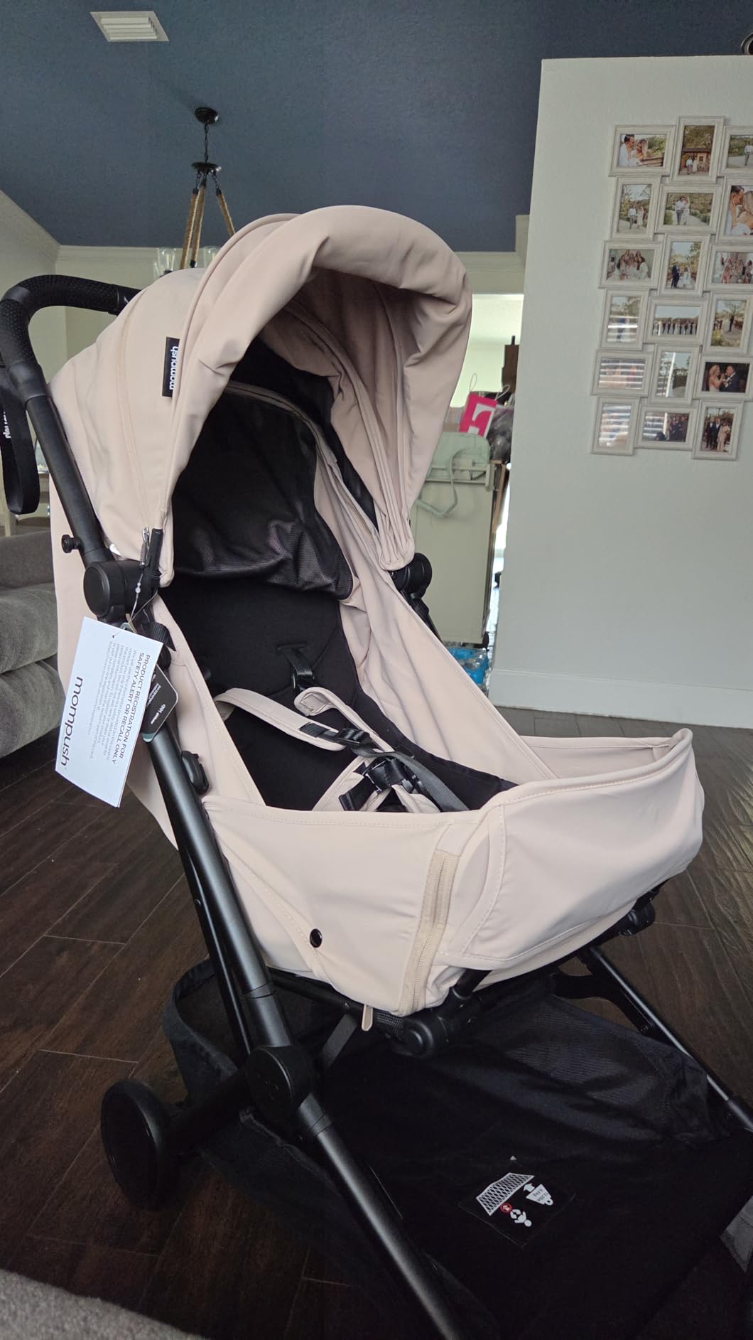 Mompush Velo Compact Travel Stroller One Second Fold | Airplane carry-on approved, near-flat recline, magnetic harness, leather bumper bar, UPF 50+ for newborns to toddlers customer photo 1