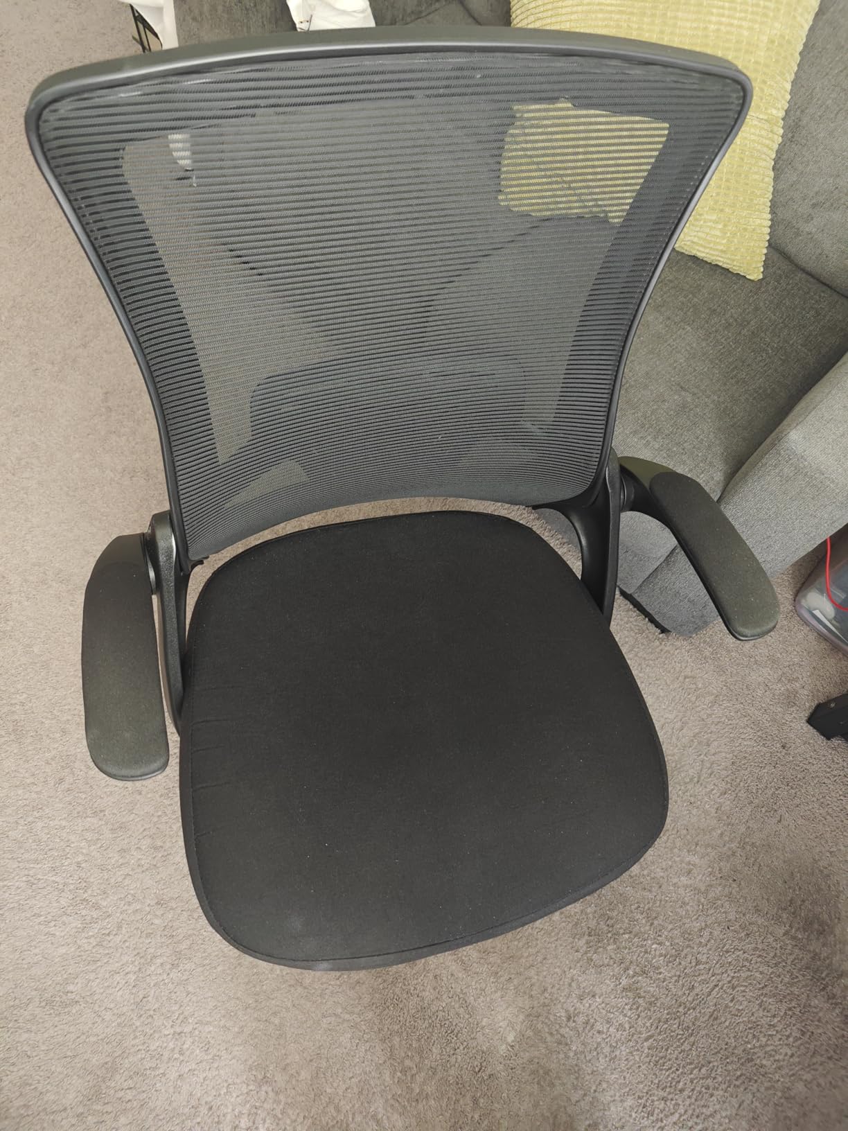 NEO CHAIR Office Desk Gaming Chair Computer High Back Mesh Seat with Rolling Wheels Ergonomic Adjustable Comfy Flip-up Armrests Lumbar Support Height for Home (Black) customer photo 1