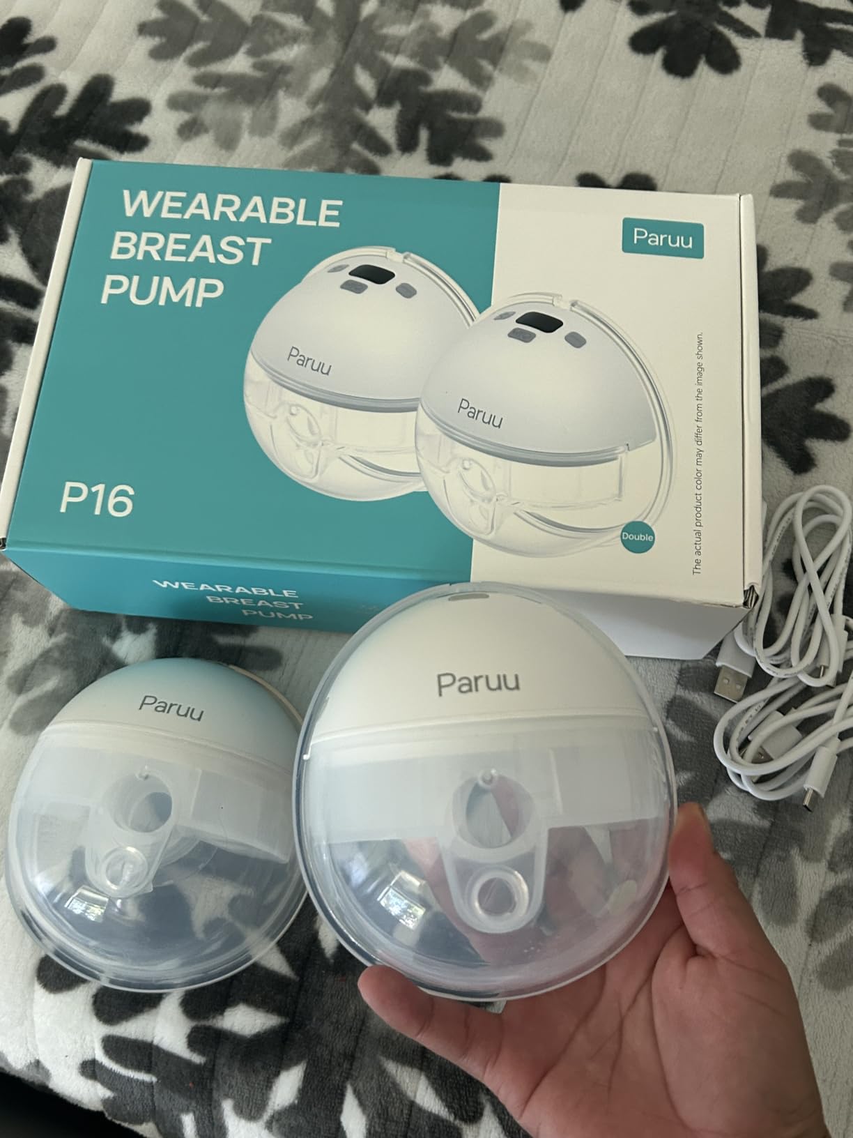Paruu Hands Free Breast Pump P16, Wearable Breast Pump Electric Portable with 4 Modes & 12 Levels, Max 309mmHg Strong Suction 19/21/24mm Flange Inserts Wearable Breastfeeding Pump, 2 Pack White customer photo 2