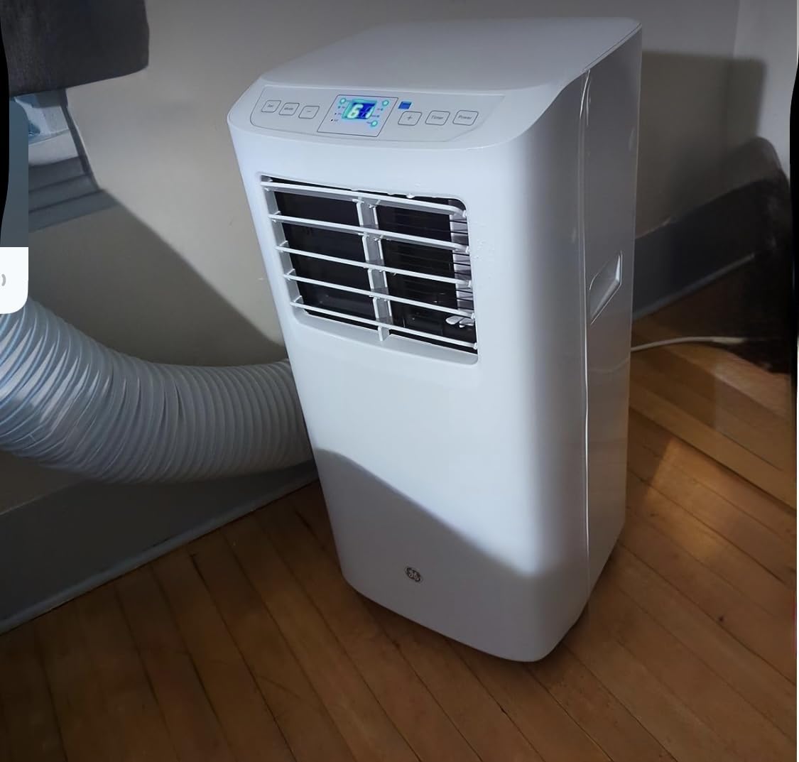 GE 5,000 BTU Portable Air Conditioner for Small Rooms up to 150 Sq Ft, Compact 3-in-1 AC Unit with Dehumidifier & Fan, No-Drain Auto Evaporation, Remote, Ez Install Kit, White customer photo 1