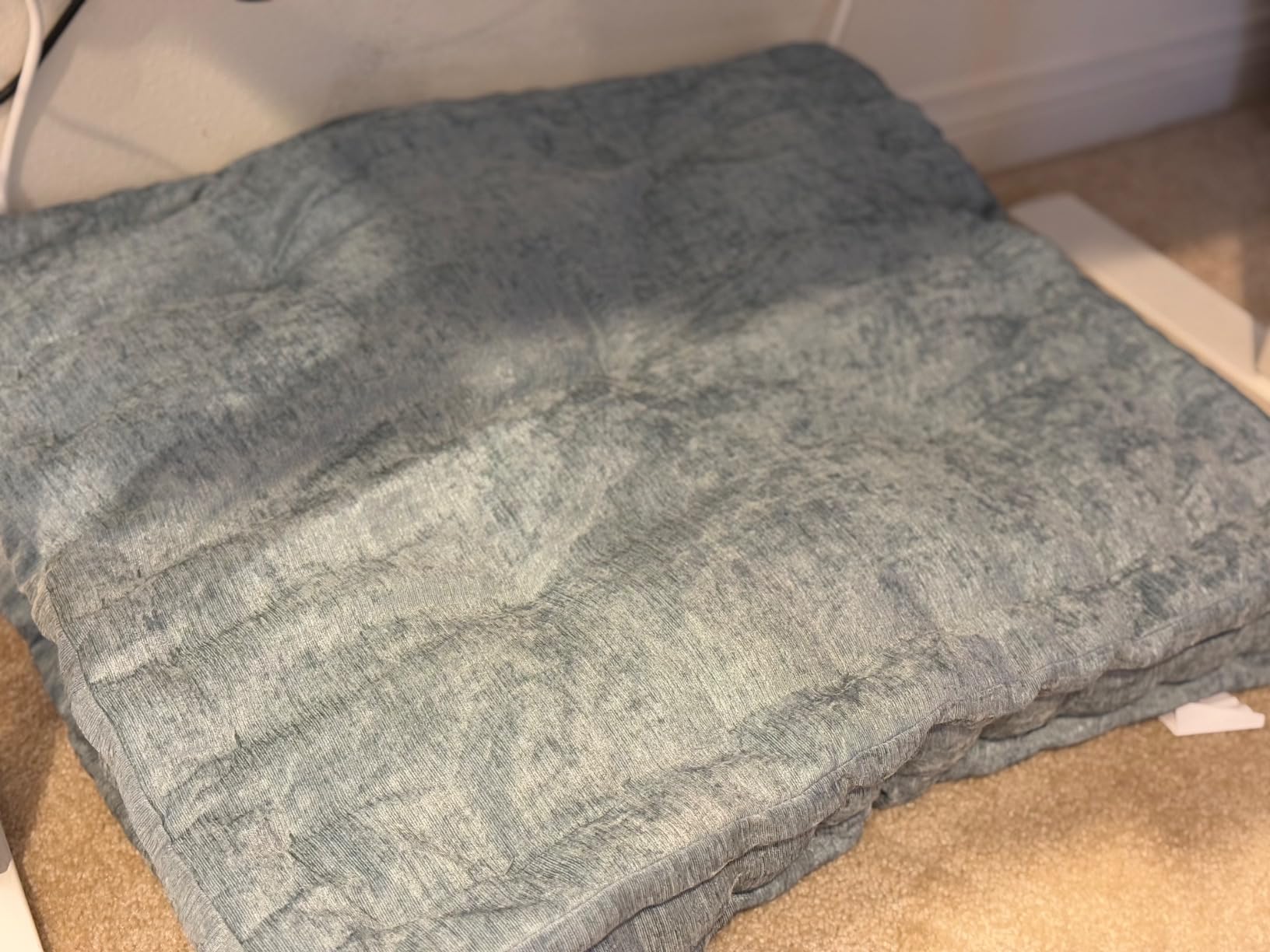 Intelligent Design Floor Pillow, Large Cushion for Meditation, 24x24 Aqua | Floor Seating for Adults, Board Games or Yoga, Lustrous Chenille Tufted Cover, Handsewn Scalloped Edge with Handle customer photo 1