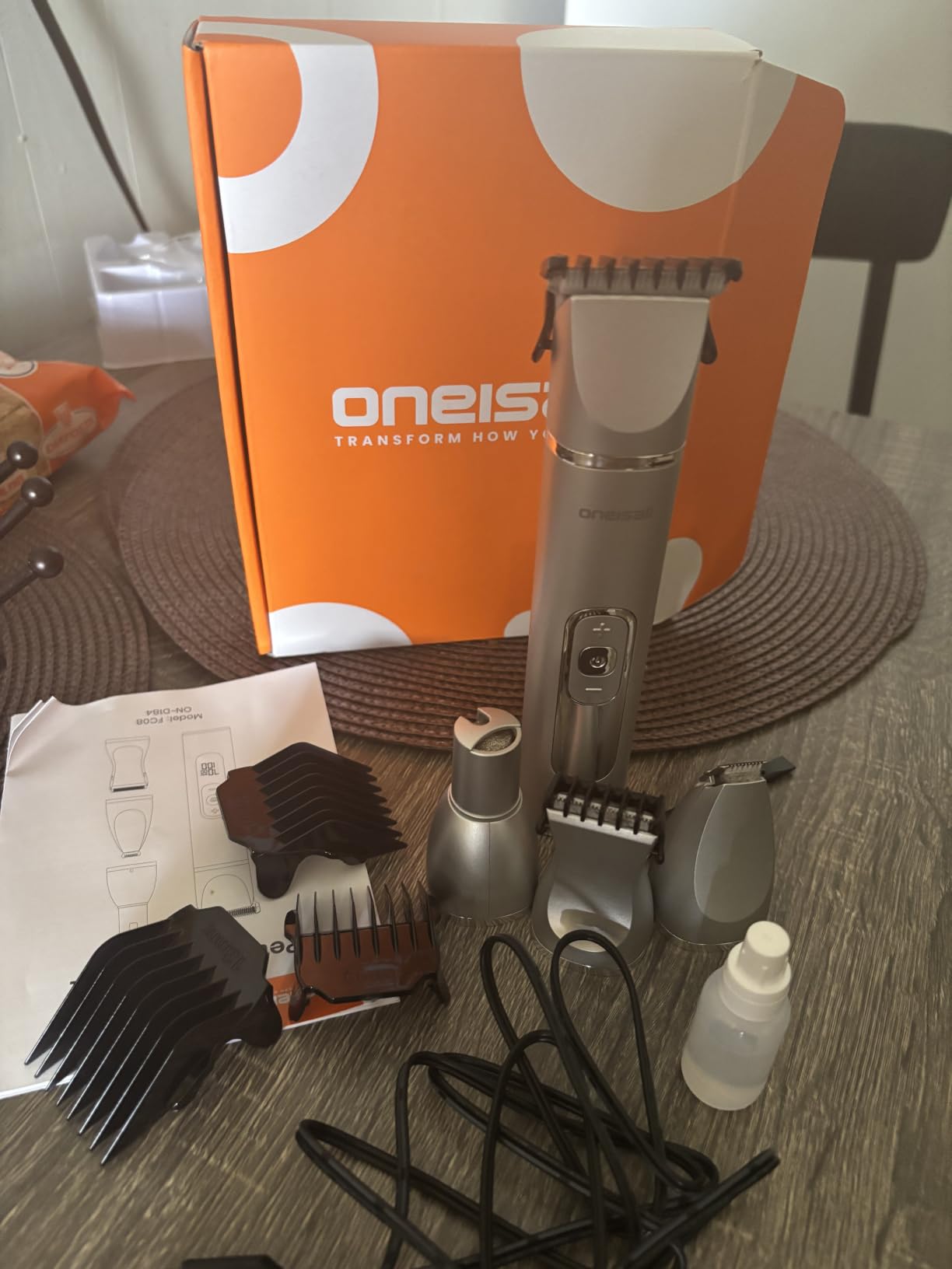 oneisall 4 in 1 Dog Grooming Kit with LCD Display, Dog Hair Trimmer for Paw Nail Grinder, Rechargeable Cordless Low Noise IPX7 Waterproof Pet Clippers customer photo 1