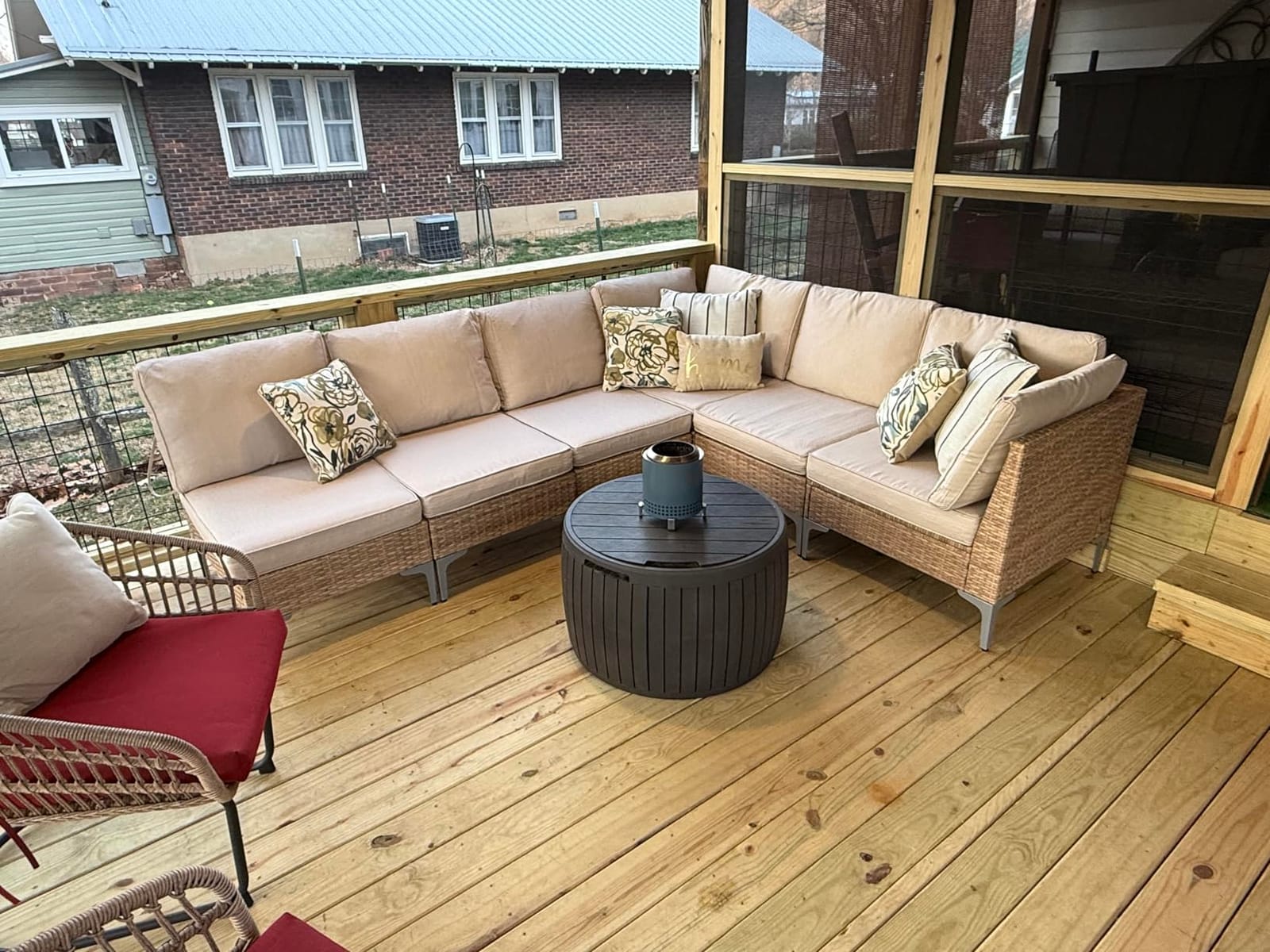 JOYURE 7 Piece Wicker Patio Furniture Set,Outdoor Conversation Sectional Sofa w/Coffee Table,All-Weather Outdoor Sofa with Thick and Anti-Slip Cushions for Deck,Poolside,Garden,Beige customer photo 1