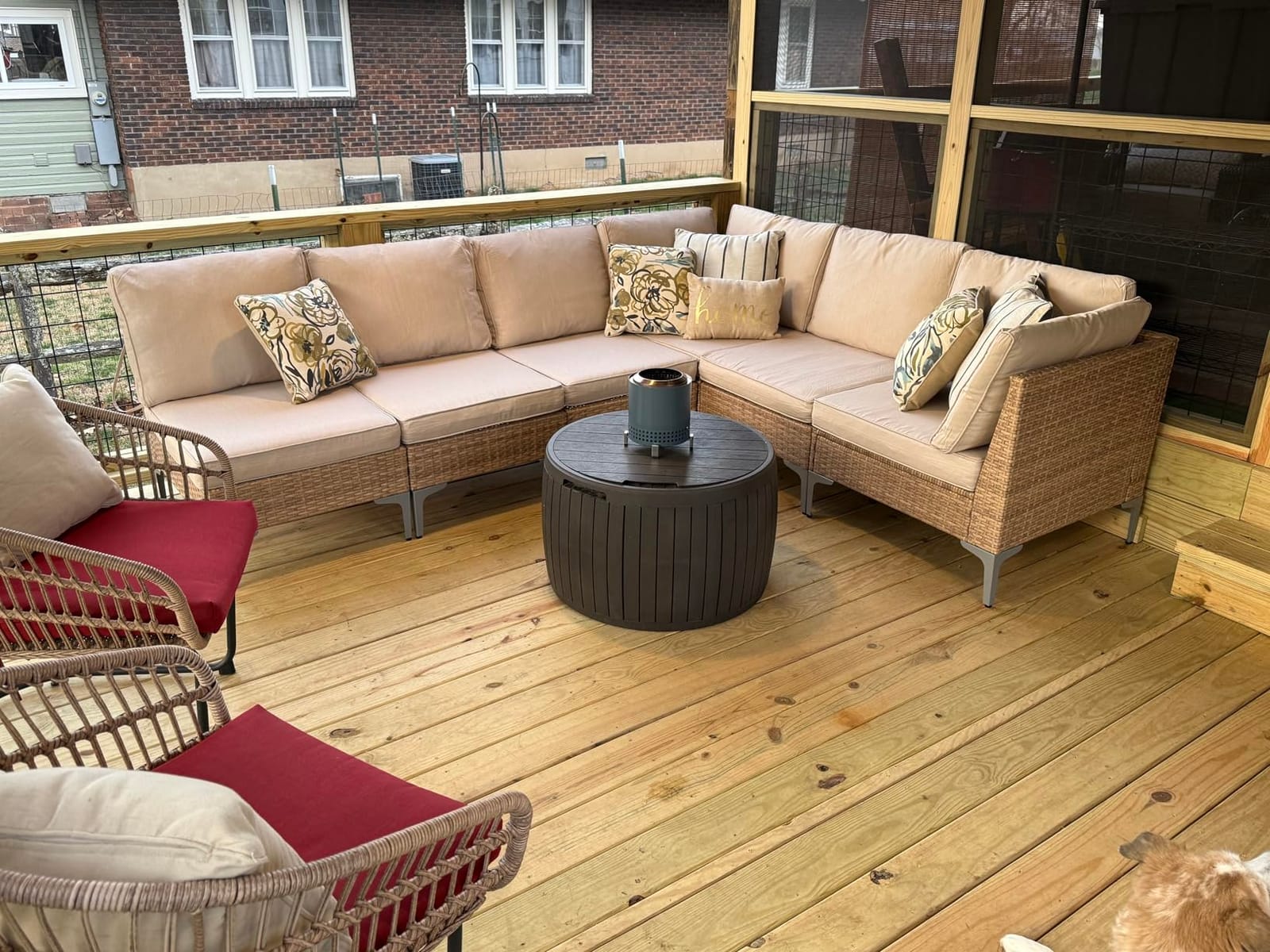 JOYURE 7 Piece Wicker Patio Furniture Set,Outdoor Conversation Sectional Sofa w/Coffee Table,All-Weather Outdoor Sofa with Thick and Anti-Slip Cushions for Deck,Poolside,Garden,Beige customer photo 2