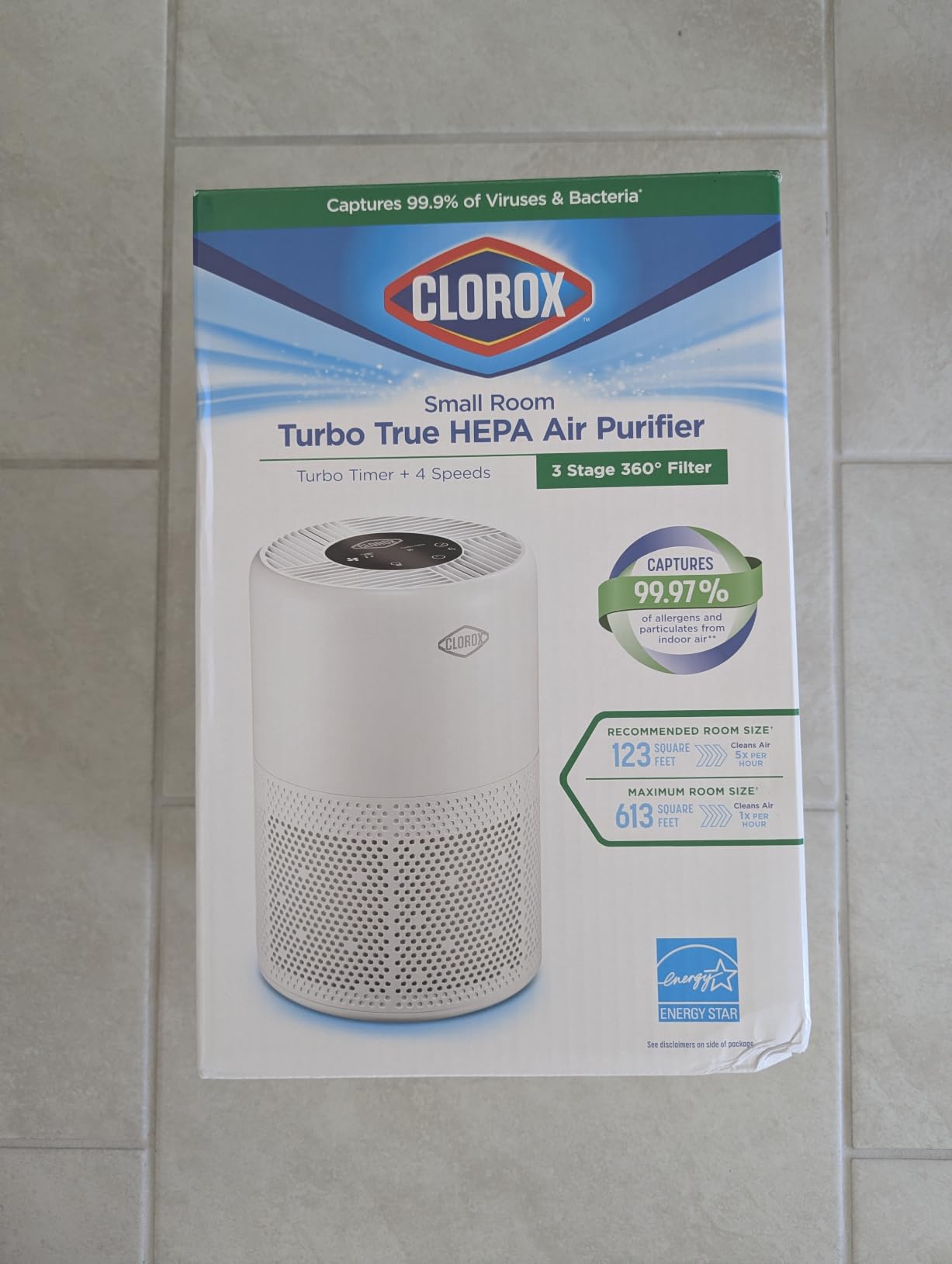 Clorox Medium Room Turbo Air Purifiers for Home With True HEPA Filter | 1,000 Sq Ft | Reduces 99.9% of Mold, Viruses, Wildfire Smoke, Allergens, Pet Allergies, Dust | Whisper Quiet customer photo 2