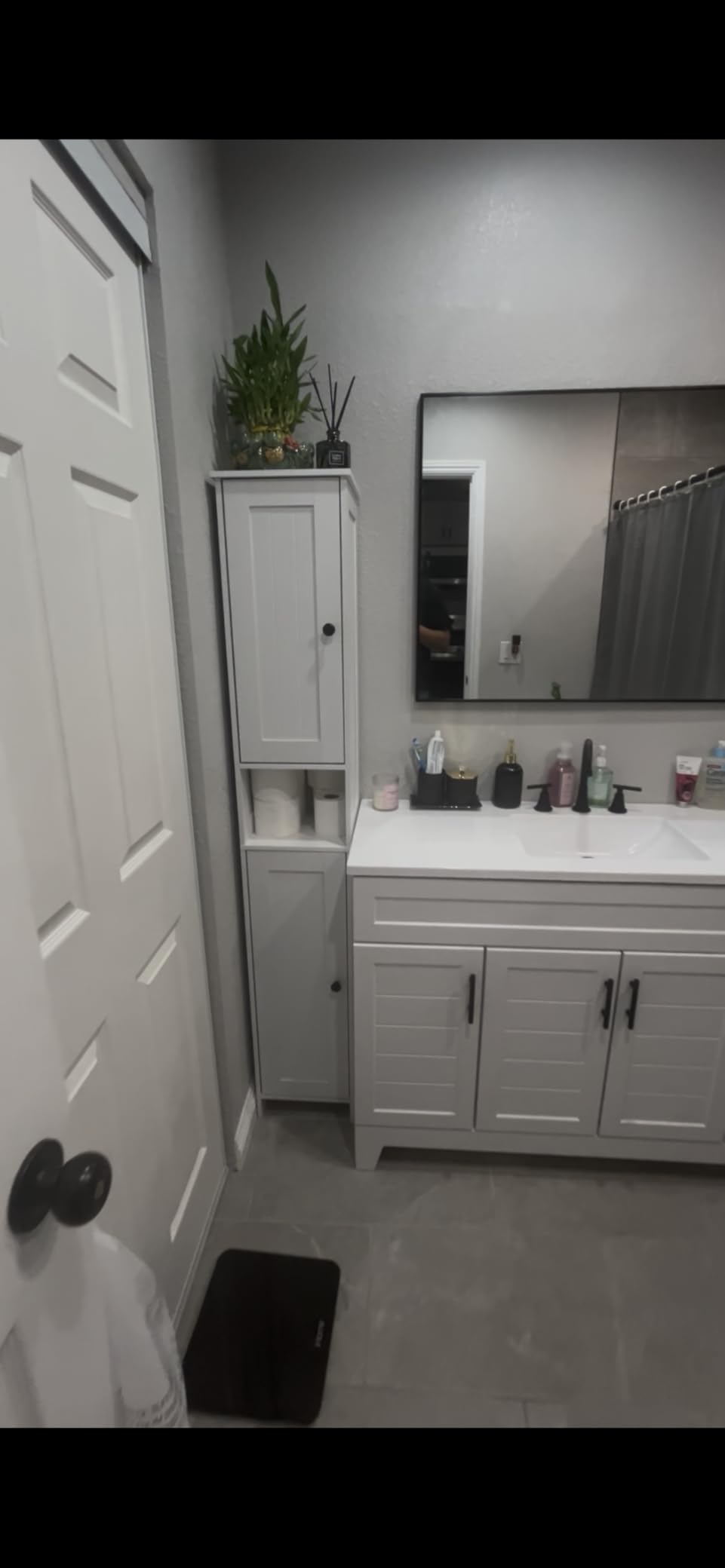 Homleke Tall Bathroom Storage Cabinet with 2 Doors, Slim Bathroom Cabinet | Narrow Storage Cabinet with Adjustable Shelves, Reversible Door, Easy Assembly, for Bathroom, Living Room, White, 11.8''W customer photo 2