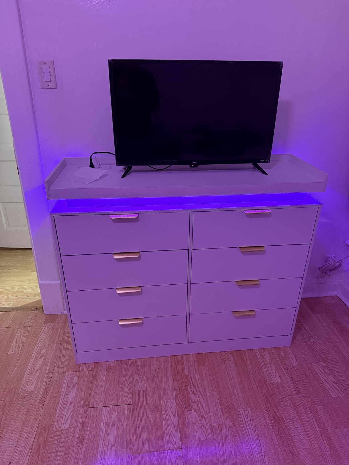 9 Drawer Dresser for Bedroom, Black Dresser with LED Lights and Power Outlet, Large Wooden Dressers Modern Chest of Drawers, Triple Wide Drawer Organizer Cabinet for Bedroom, Entryway, Hallway customer photo 1