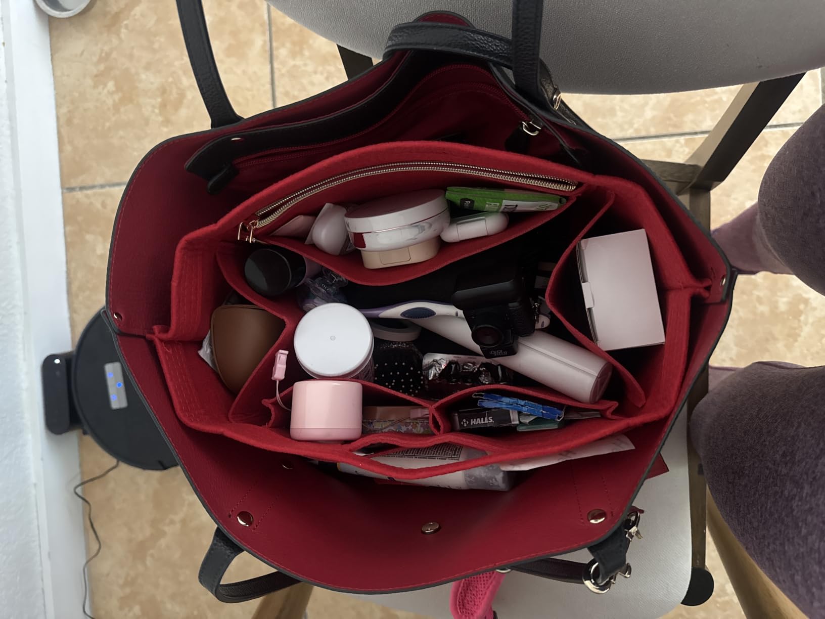OPPOSHE Purse Organizer Insert for Longchamp Le Pliage, Premium Felt Long Champ Bag Handbag Women, Tote Organizer Insert with 9 Compartments (Large, Beige) customer photo 1