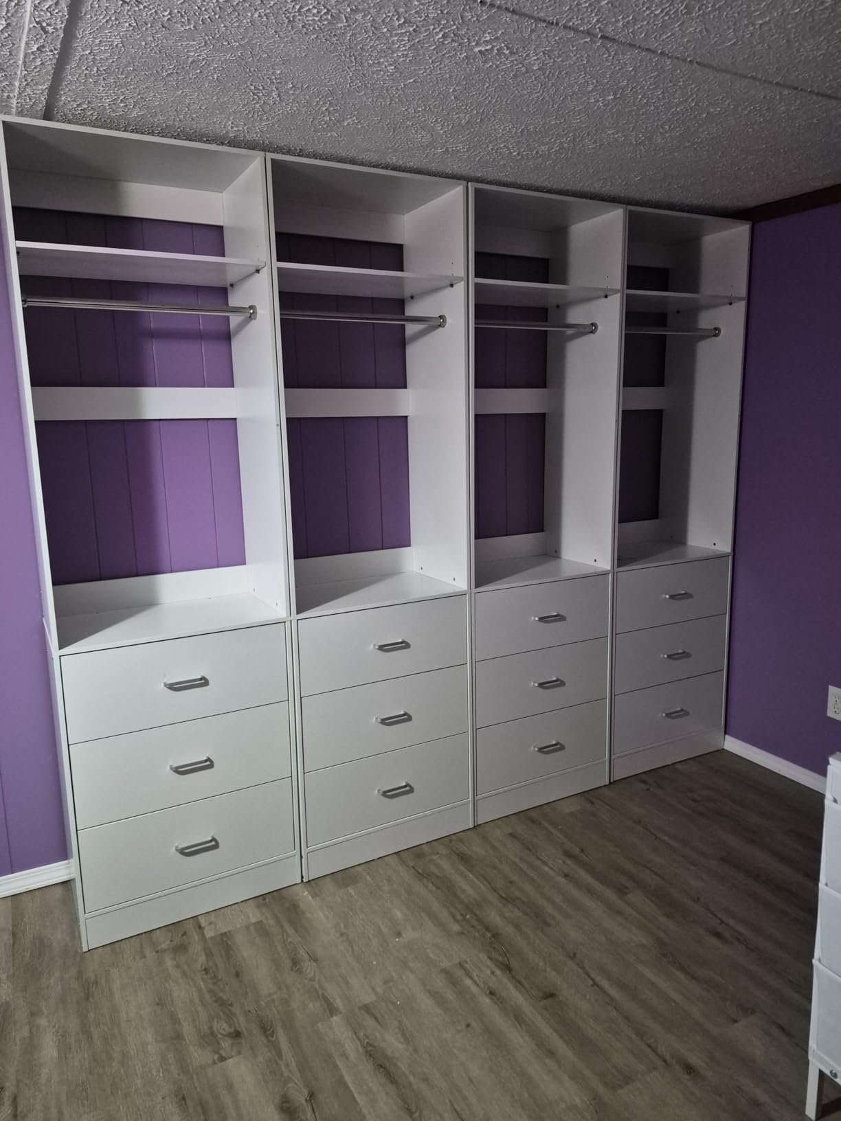 Besiost Freestanding 2FT Closet System with 3 Drawers, Wood Closet Organizer, 24