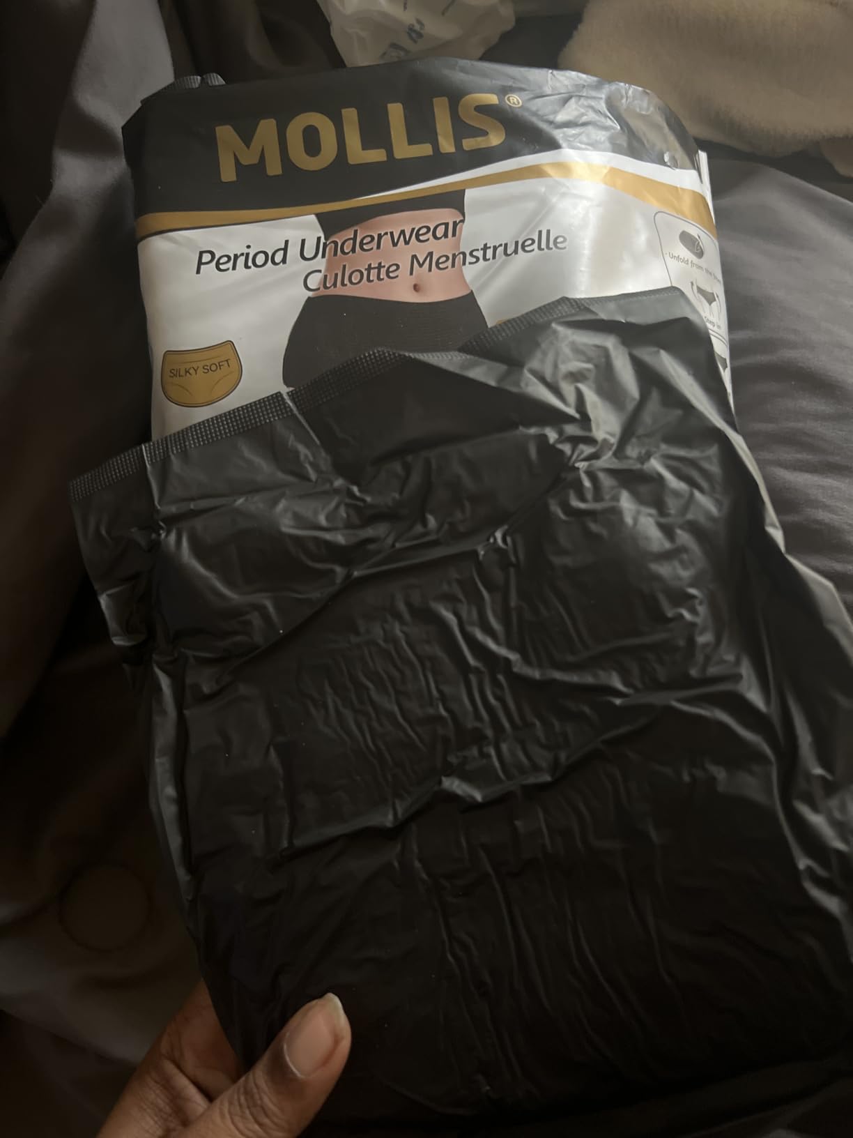 MOLLIS Disposable Period Underwear, Postpartum Panties, L/XL, Black, 8Ct | Heavy Flow Period Underwear, Superior Absorbency, Leak Proof Design, Maternity Knickers, Soft Comfort Fit, Unscented customer photo 2
