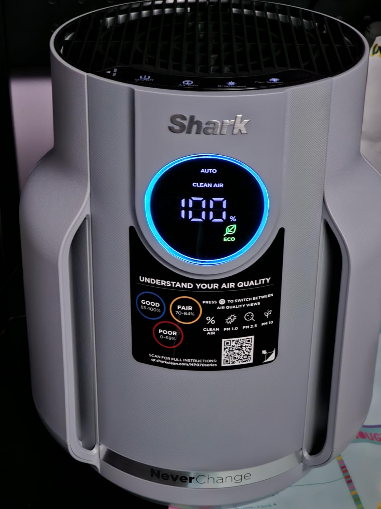 Shark NeverChange Compact Pro Air Purifier, HP071BRN, Winter Fog | For Bedroom, Nursery, Home Office, Dorm, HEPA-Exceeding Filter, Captures Pollutants, Pet Dander, Dust, Odor, Smoke, and More customer photo 1