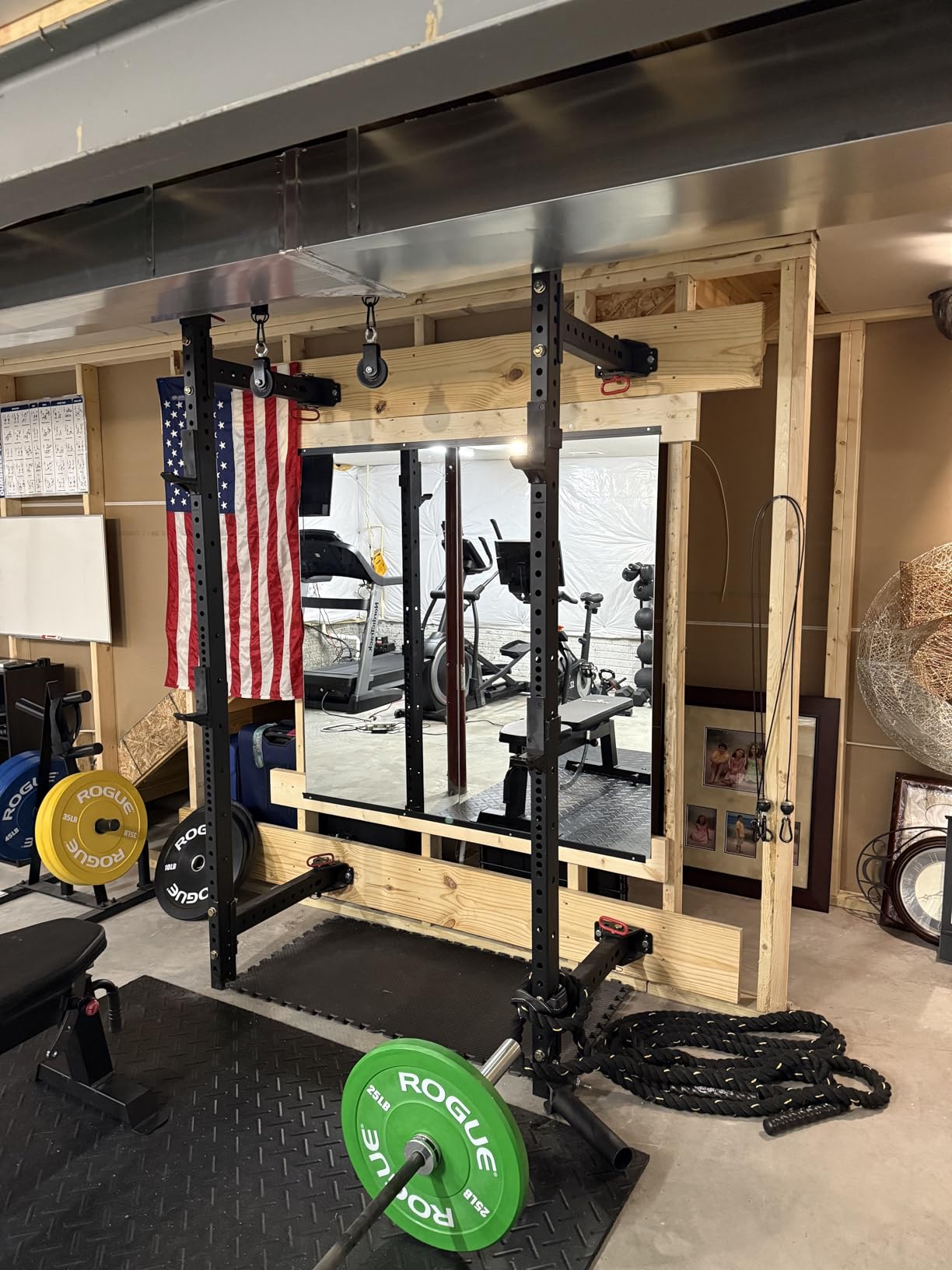 TRAHOME Home Gym Mirror for Wall,56x28x2PCS Full Length,Glass Frameless Body Large Mirror for Home Gym,Workout,Bedroom,Garage(Black) customer photo 1