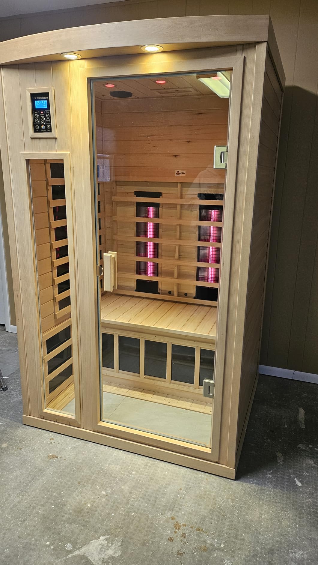 3 Person Ceramic Infrared Sauna Far Infrared Indoor Saunas for Home | 2 in 1 Hemlock Wooded Sauna Room with Low EMF Heaters + Ceramic Heating Cube-Chromotherapy-Bluetooth Speaker-Control Panels customer photo 2