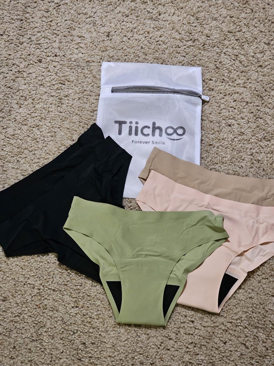TIICHOO Period Underwear for Teens Seamless Girls Period Panties 5 Pack | 50ml Absorbency Period Panties - Leakproof Menstrual Protection - Bikini Style No Show & PFAS-Free - Machine Washable customer photo 2