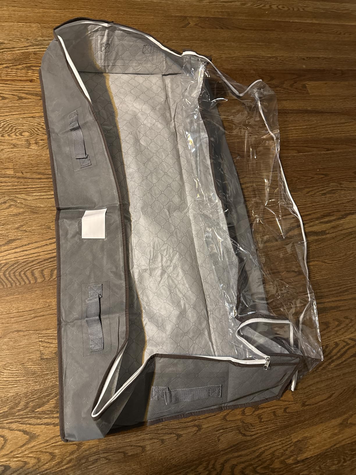 ZOBER Under Bed Storage Bags, Underbed Storage Containers, Gray, 90L 4-Pack | Non-woven fabric, foldable, clear top, dual zippers, reinforced handles customer photo 2
