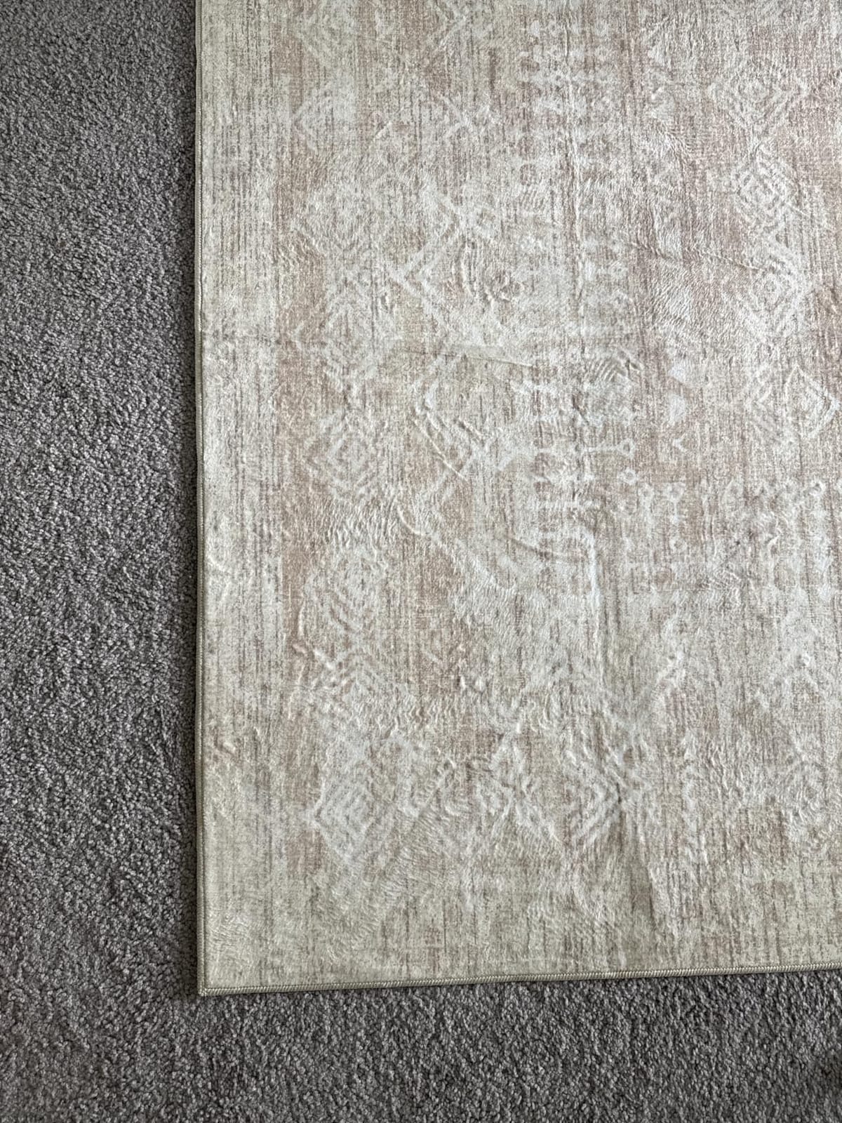 Living Room Rugs 8x10: Washable Moroccan Geometric Boho Rug Farmhouse Non Slip Stain Resistant Large Rug Low Pile Soft Carpet for Bedroom Dining Room Children Room (Beige, 8'x10') customer photo 1