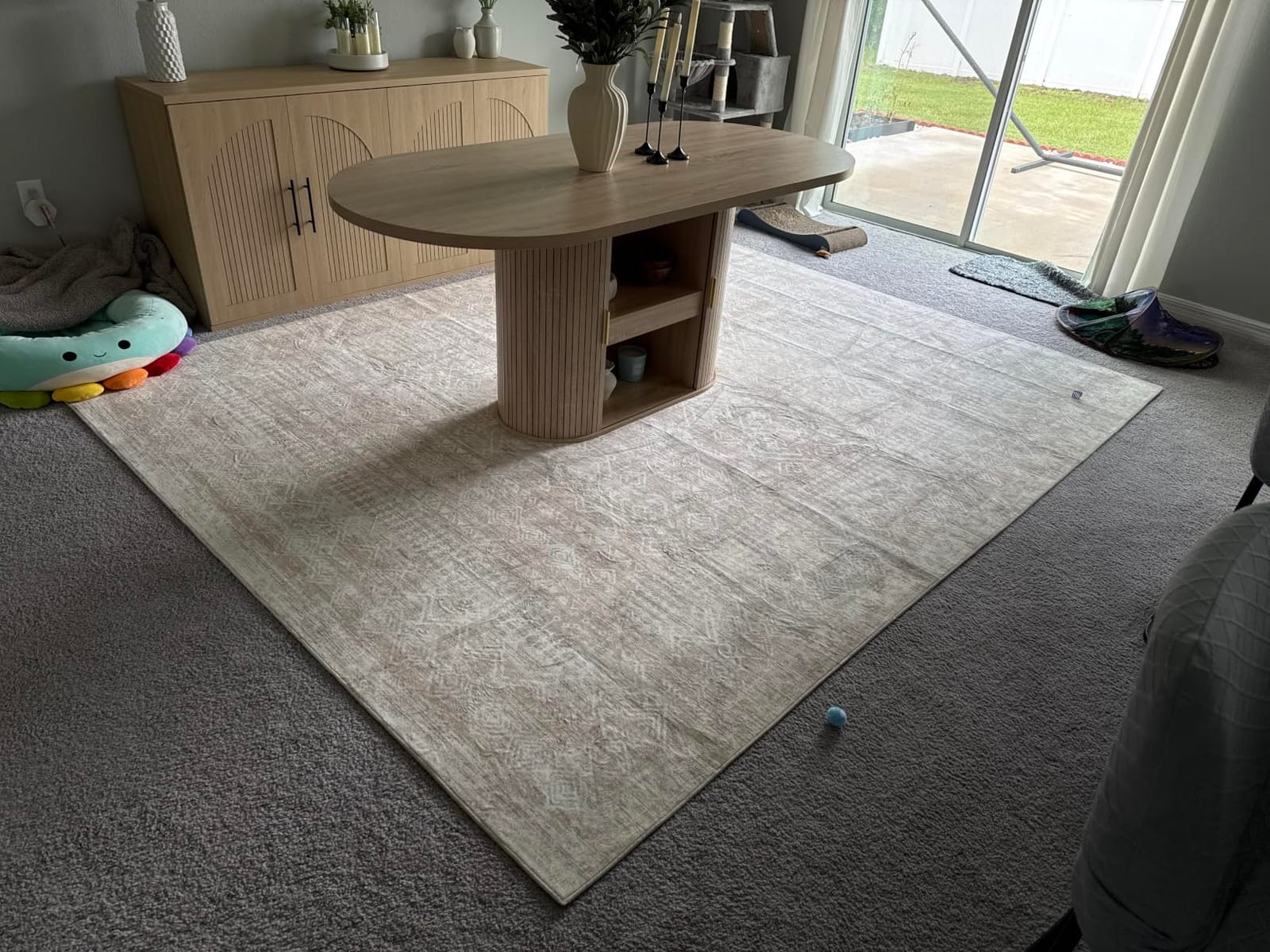 Living Room Rugs 8x10: Washable Moroccan Geometric Boho Rug Farmhouse Non Slip Stain Resistant Large Rug Low Pile Soft Carpet for Bedroom Dining Room Children Room (Beige, 8'x10') customer photo 2