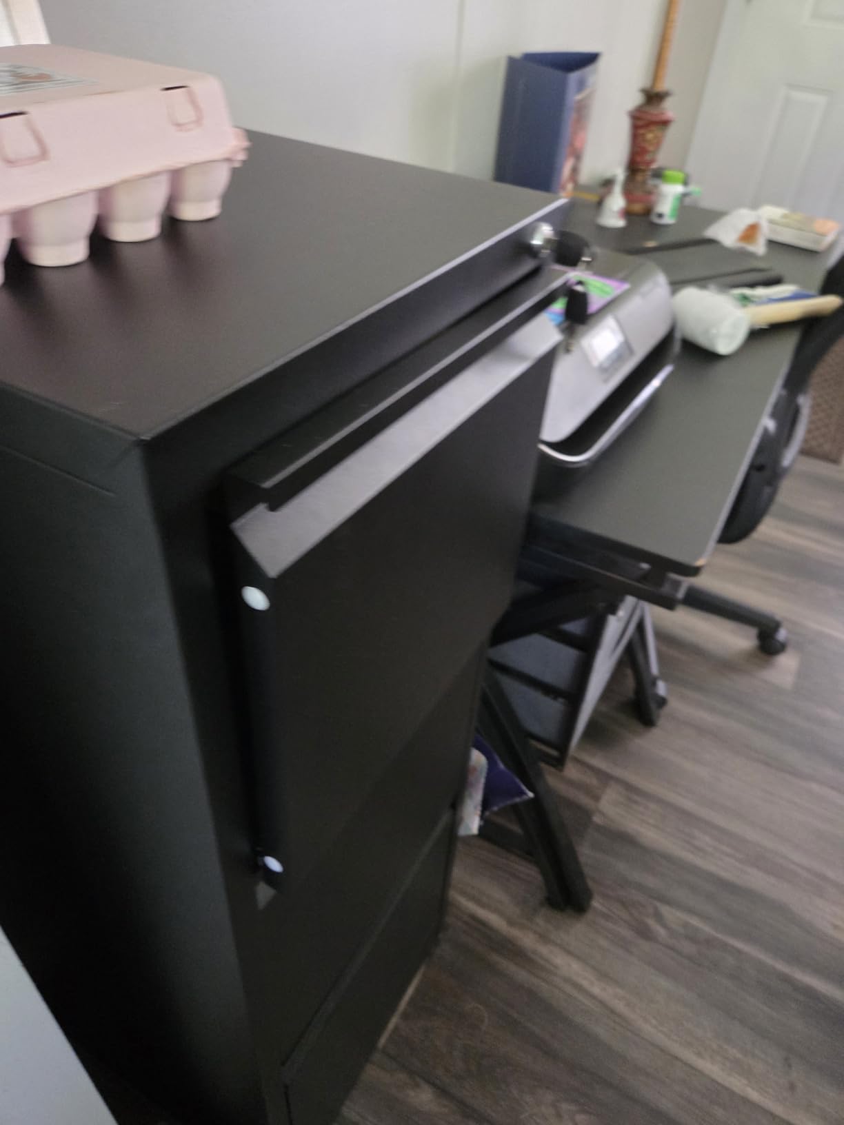 4 Drawer File Cabinet with Lock, Metal File Cabinet for Home Office | Black Vertical Filing Cabinets Heavy Duty Office Storage Cabinets for Letter/Legal/A4/F4 Size File, Assembly Required customer photo 2
