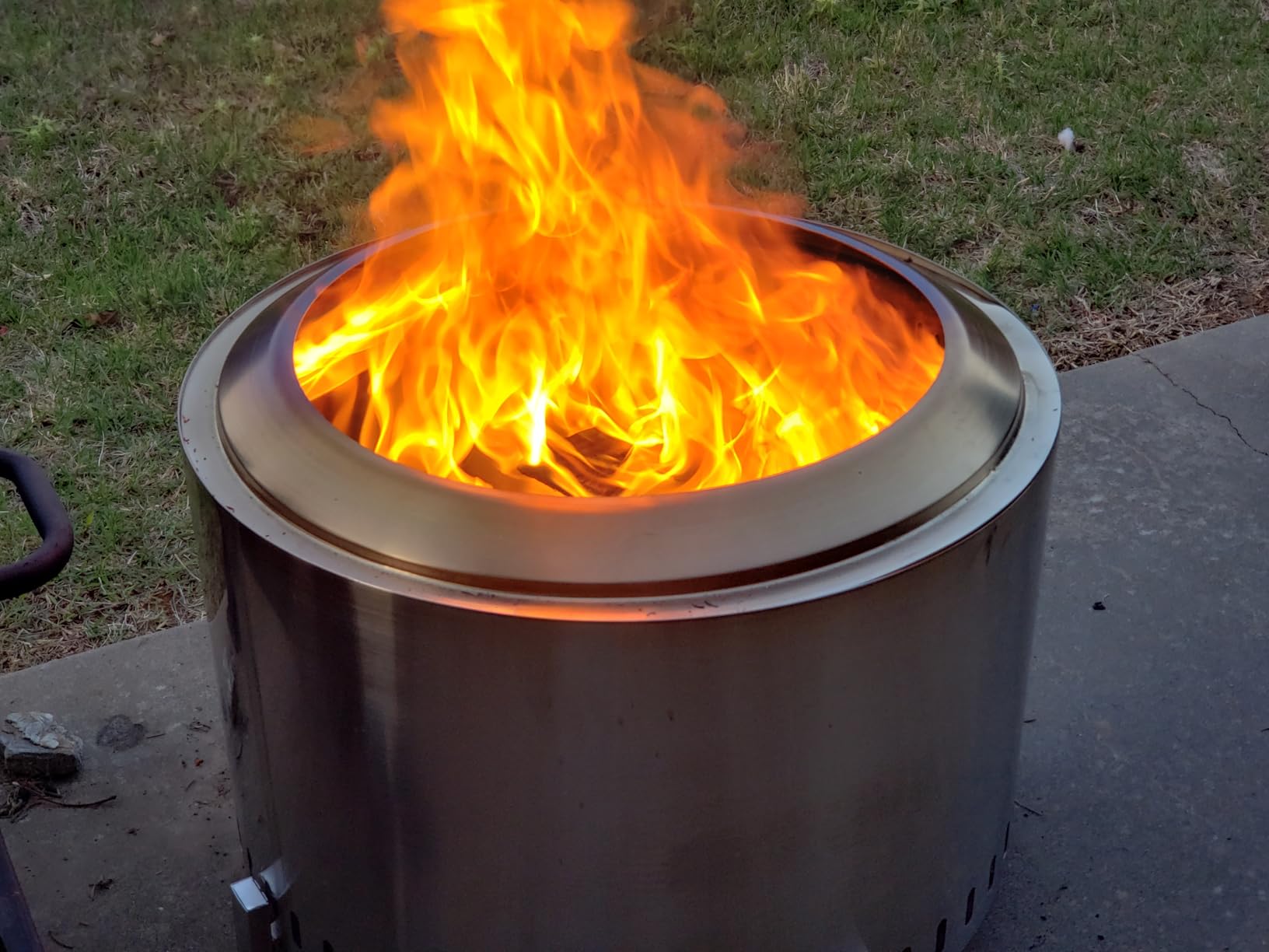 OutVue 27 Inch Stainless Steel Smokeless Fire Pit with Waterproof Cover | Outdoor Smokeless Firepit with Fire Poker, Wood Burning Fire Pits for Bonfire, Camping, Low Smoke Firepit for Outside customer photo 2