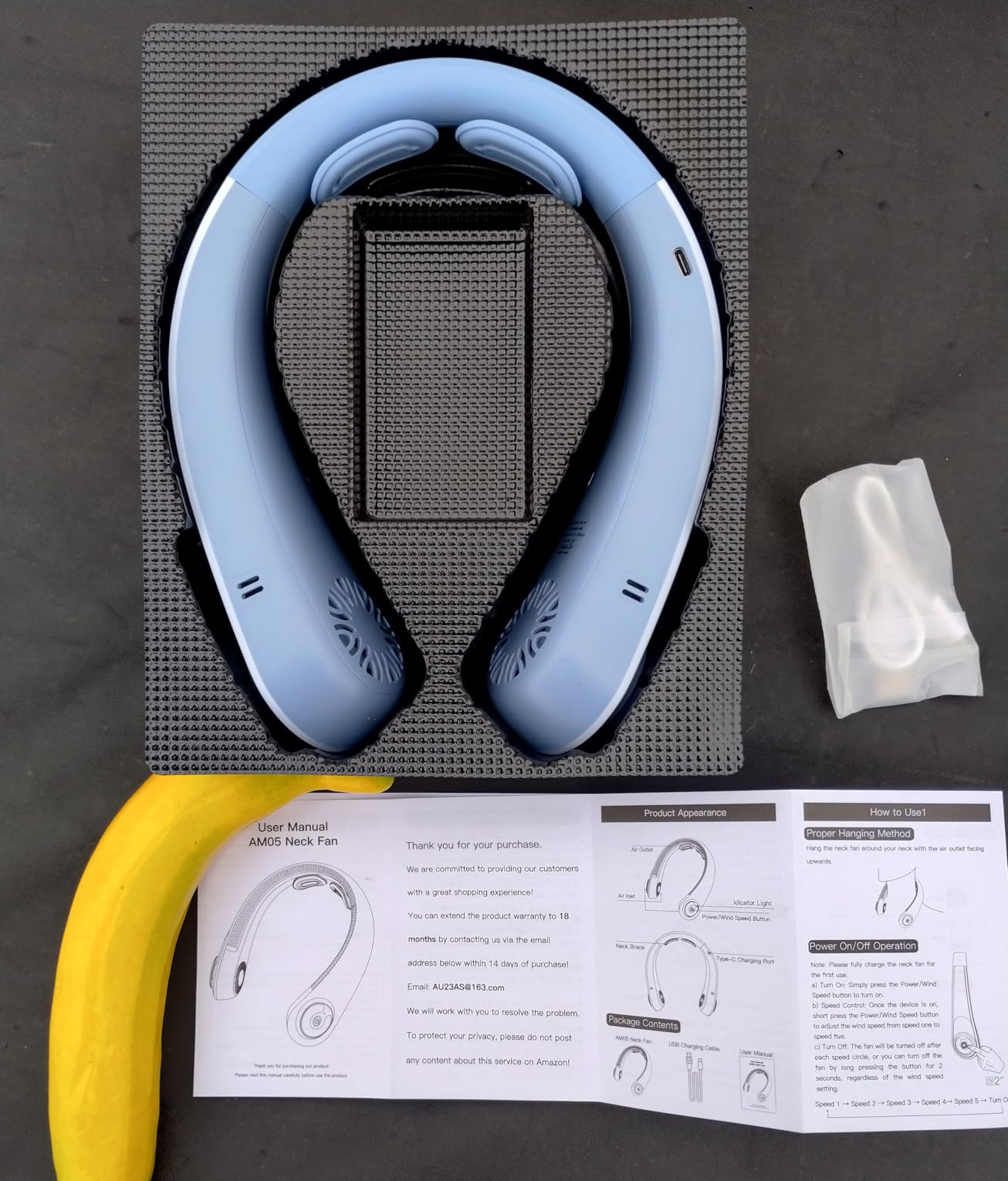 5000mAh Portable Neck Fan - 16H Long Lasting Bladeless Personal Fan, 5 Speeds Wearable Fan for Neck, Ultra Quiet Rechargeable Cooling Fan for Travel, Outdoor, Hot Flashes, Golf, Office customer photo 2