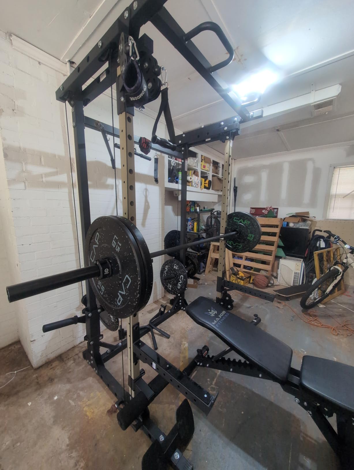 MAJOR FITNESS Drone3 Power Rack, 2500lbs Multi-Function Home Gym Squat Rack with Dual Pulley System, Pull-Up Bar & J-Hooks, Heavy-Duty Steel Frame for Maximum Stability & Strength Training customer photo 1